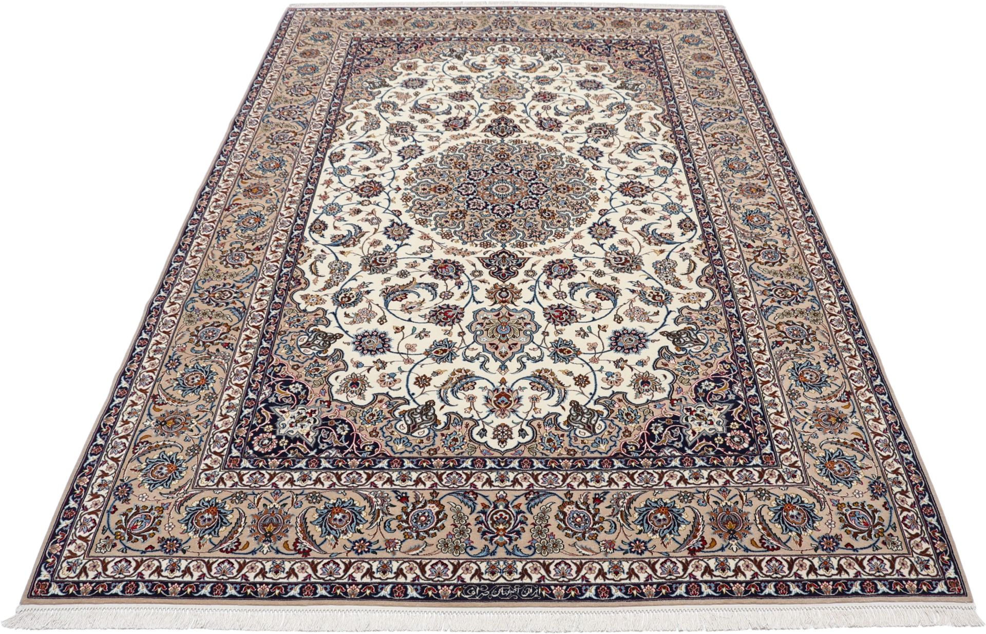 Isfahan Perserteppich 210 × 315 cm aus Wolle & Seide, handgeknüpft