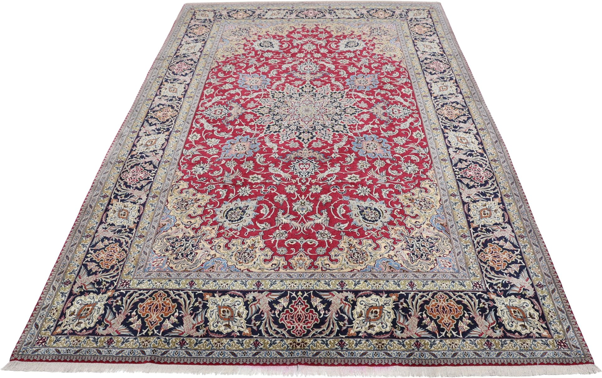 Isfahan Perserteppich 210 × 328 cm aus Wolle & Seide, handgeknüpft