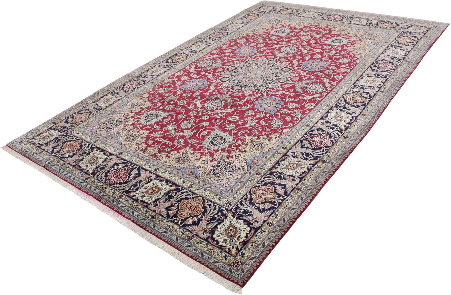 Isfahan Perserteppich 210 × 328 cm aus Wolle & Seide, handgeknüpft