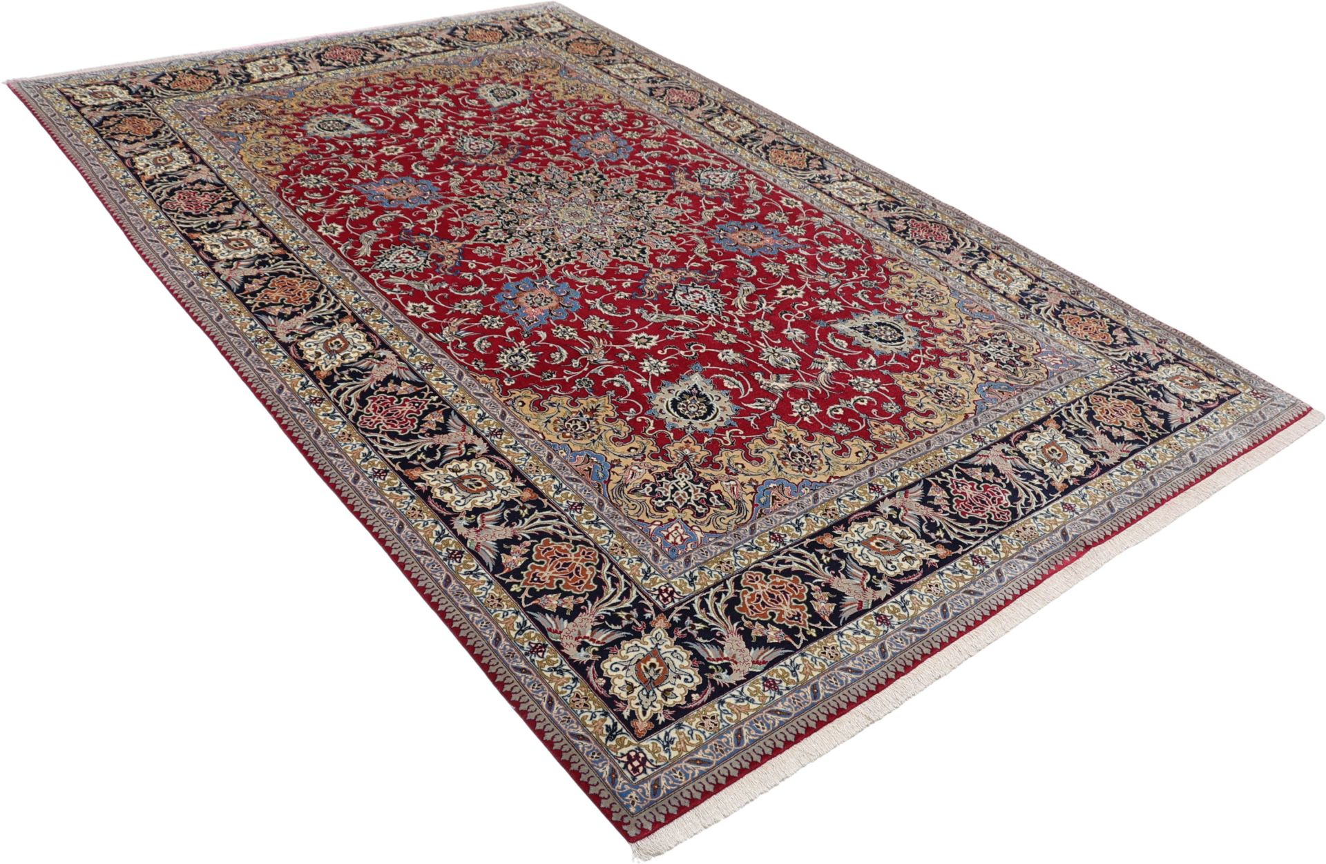 Isfahan Perserteppich 210 × 328 cm aus Wolle & Seide, handgeknüpft