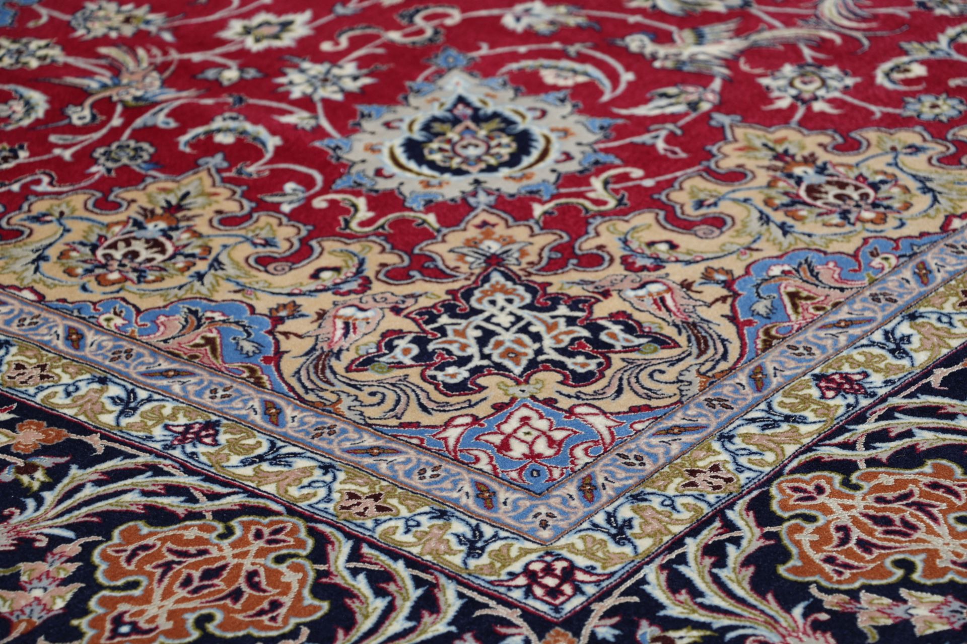 Isfahan Perserteppich 210 × 328 cm aus Wolle & Seide, handgeknüpft