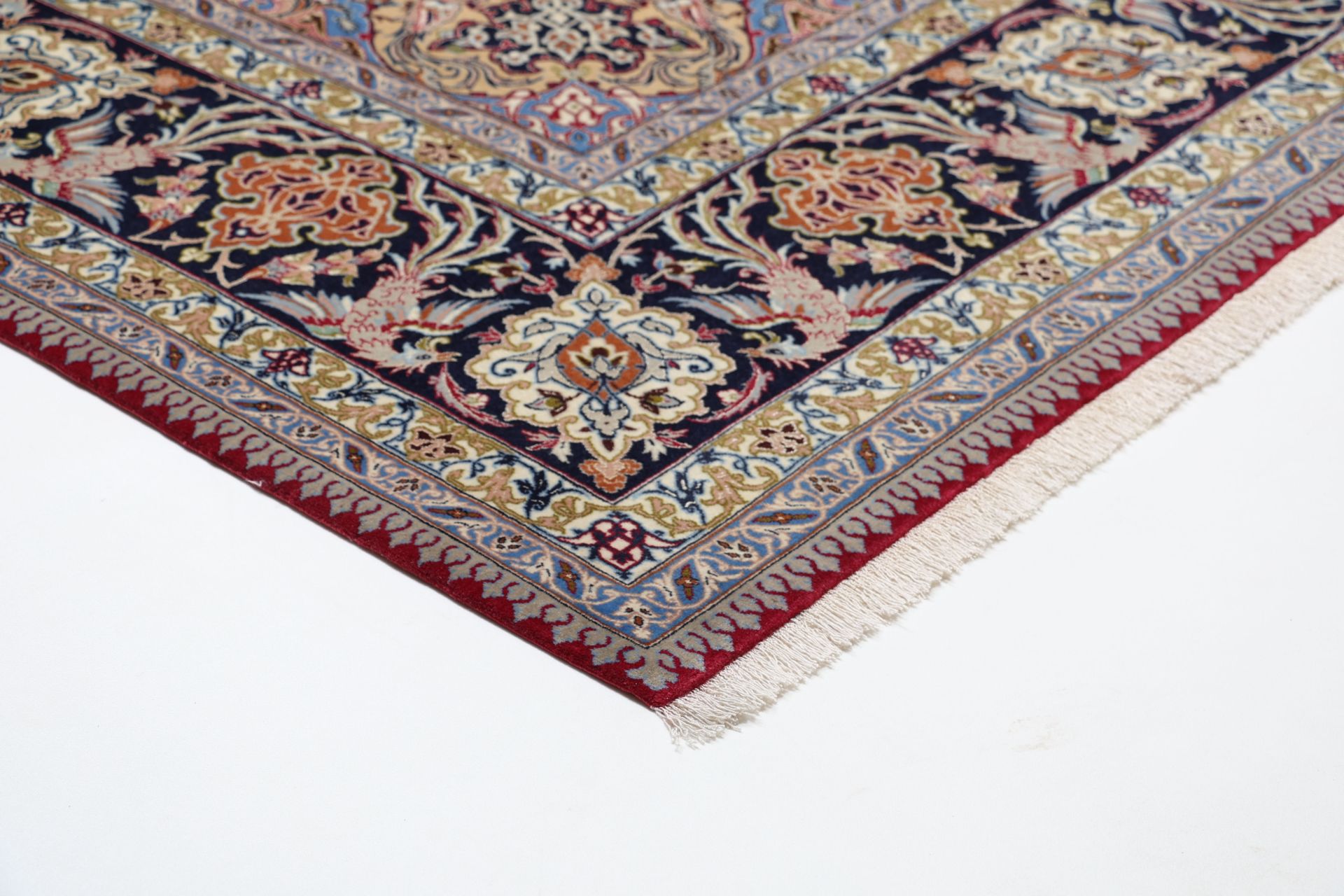 Isfahan Perserteppich 210 × 328 cm aus Wolle & Seide, handgeknüpft
