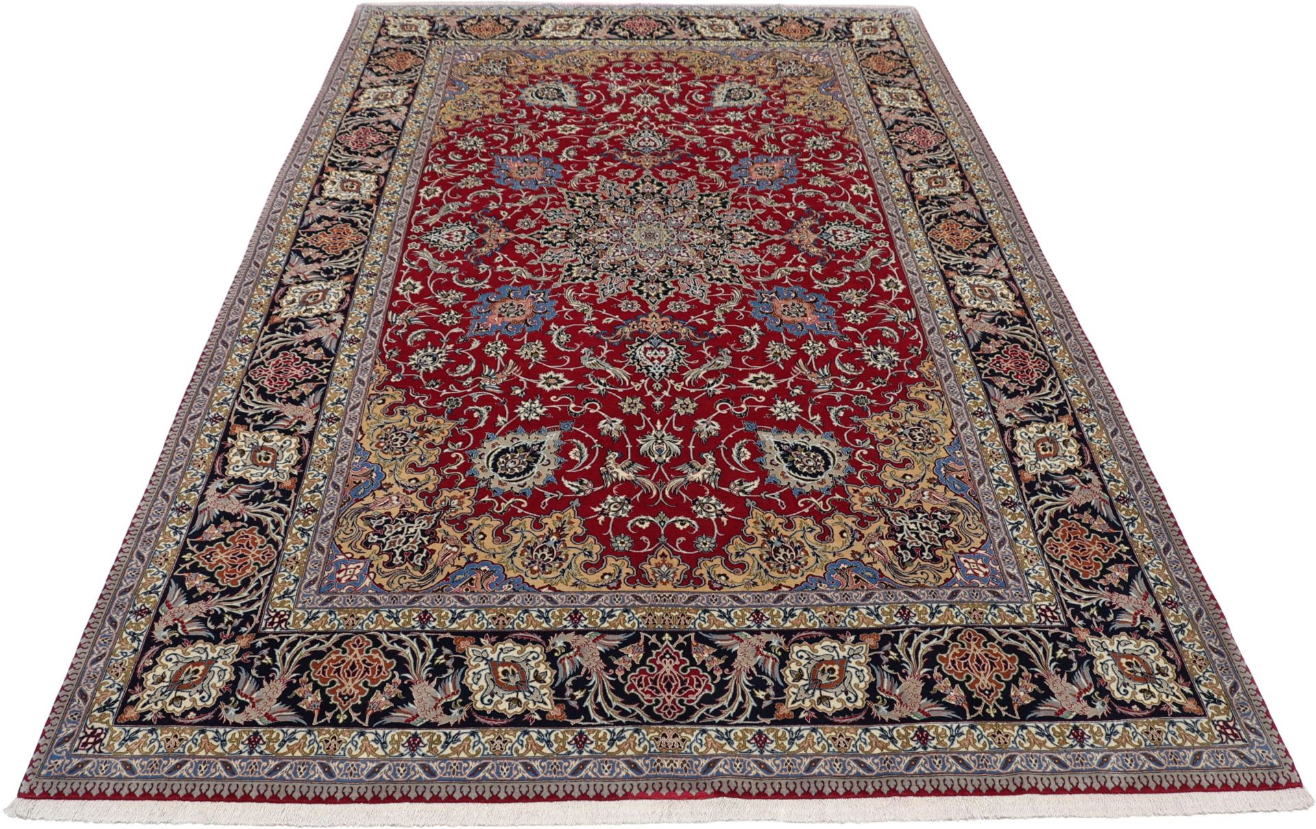 Isfahan Perserteppich 210 × 328 cm aus Wolle & Seide, handgeknüpft