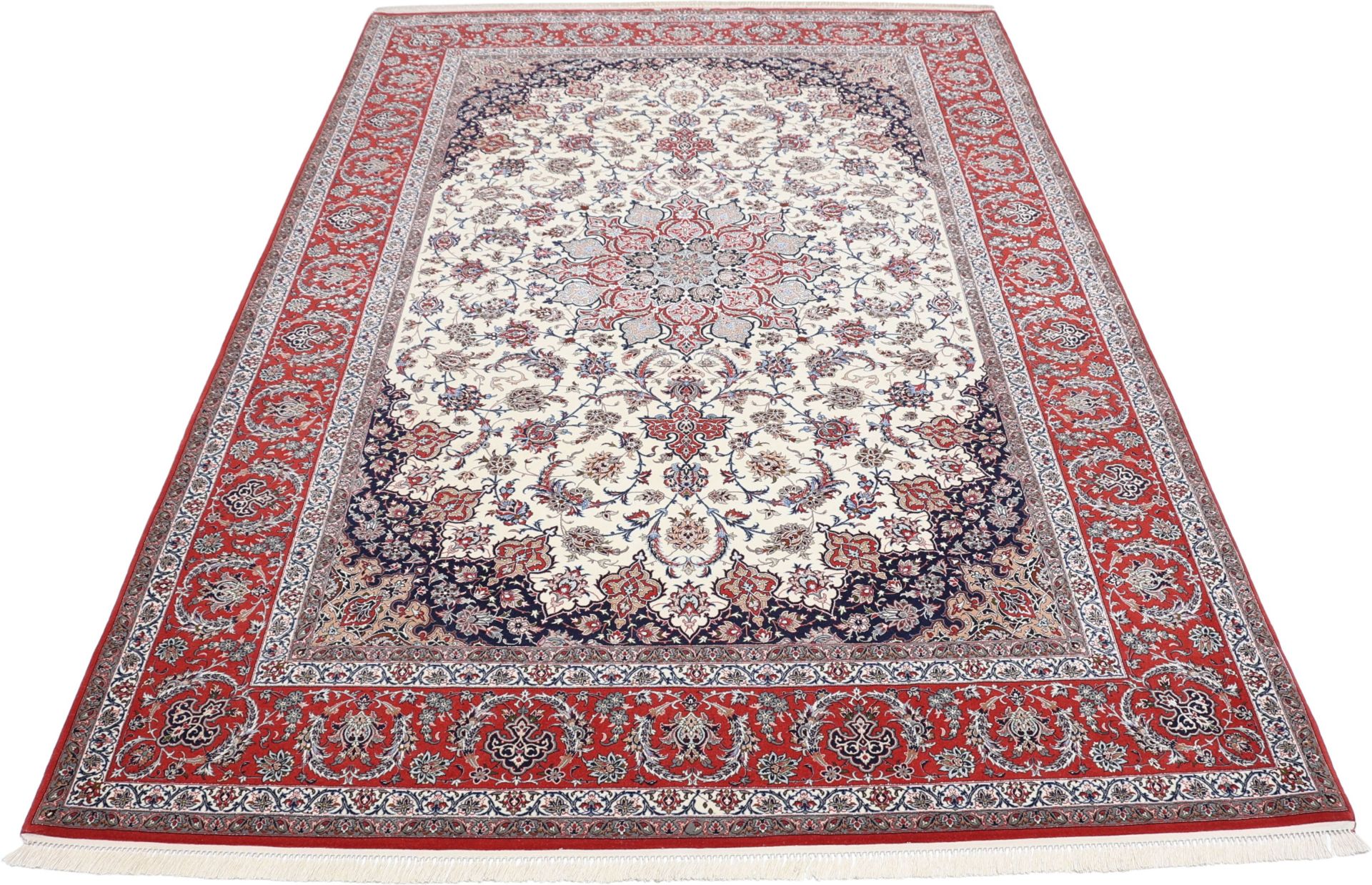 Isfahan Perserteppich 202 × 300 cm aus Wolle & Seide, handgeknüpft
