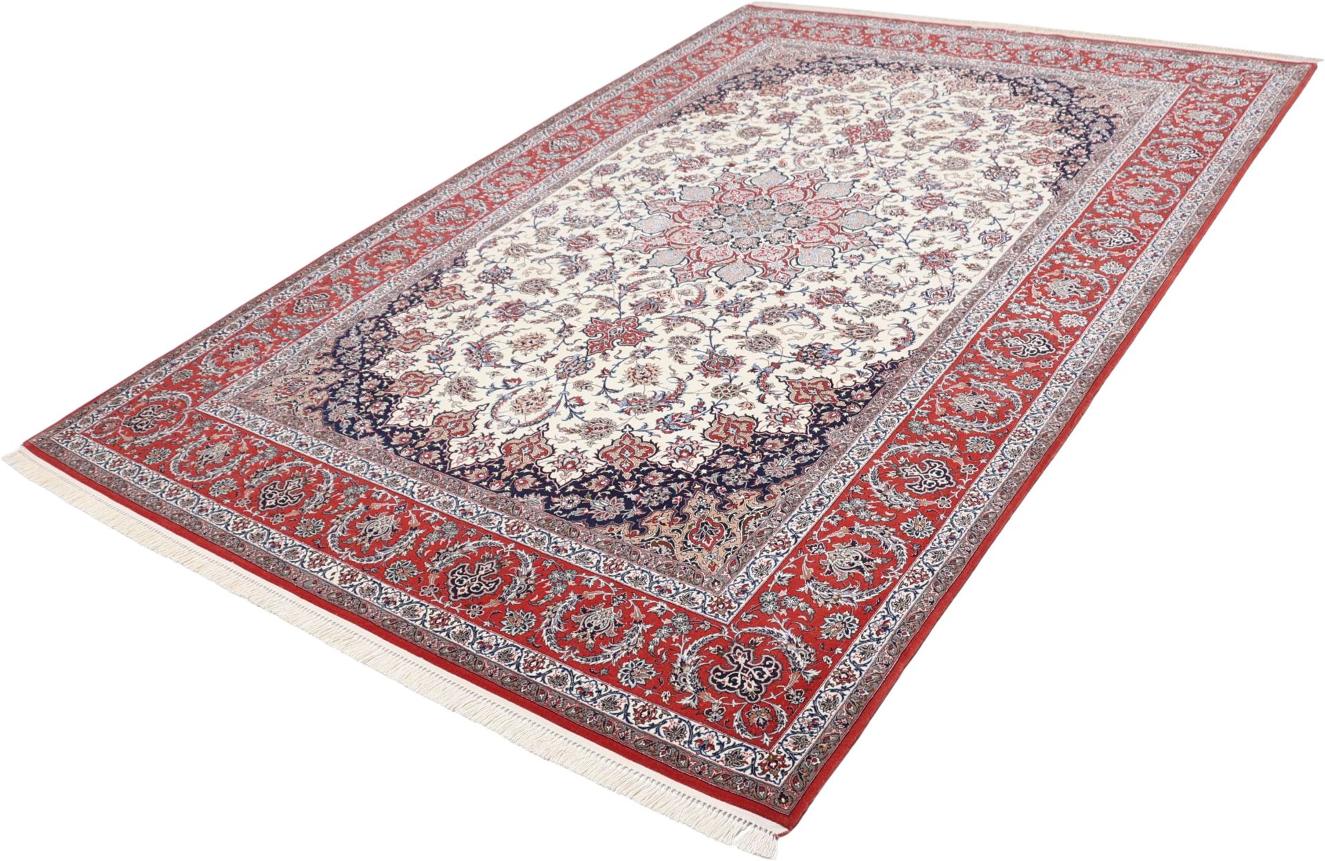 Isfahan Perserteppich 202 × 300 cm aus Wolle & Seide, handgeknüpft