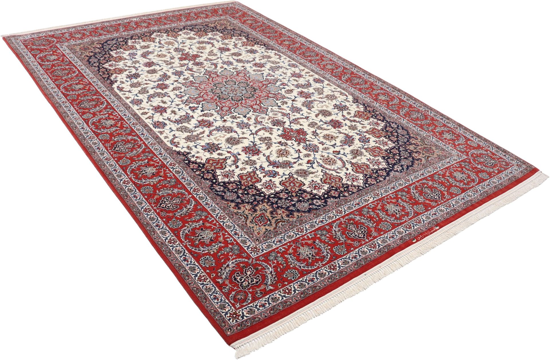 Isfahan Perserteppich 202 × 300 cm aus Wolle & Seide, handgeknüpft