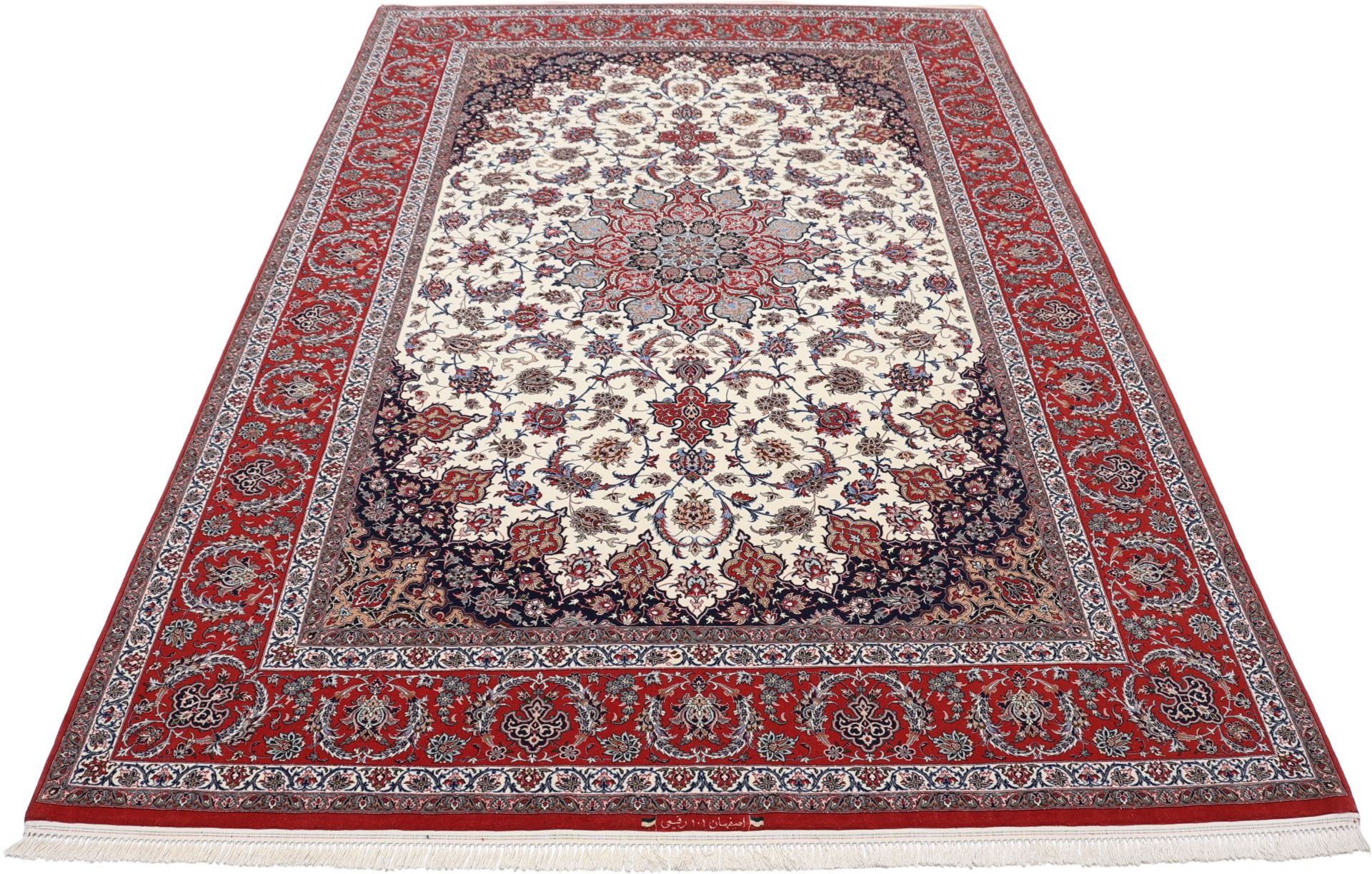 Isfahan Perserteppich 202 × 300 cm aus Wolle & Seide, handgeknüpft