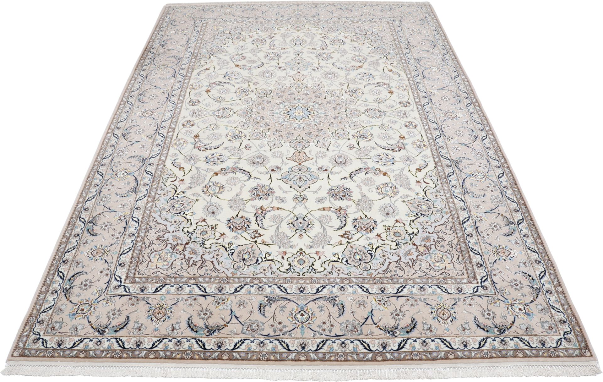 Isfahan Perserteppich 210 × 302 cm aus Wolle & Seide, handgeknüpft