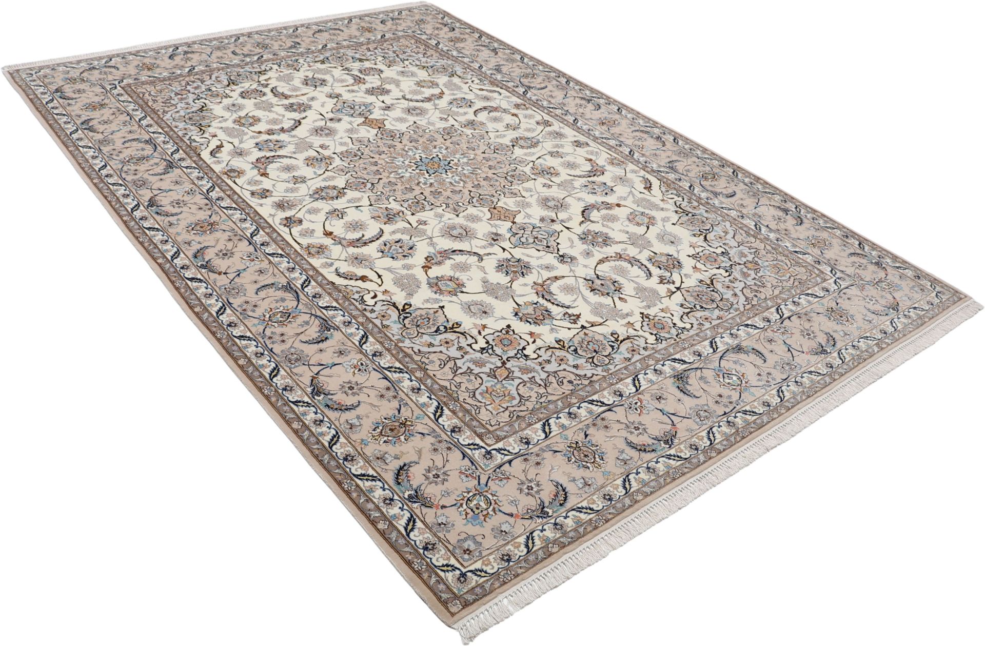 Isfahan Perserteppich 210 × 302 cm aus Wolle & Seide, handgeknüpft