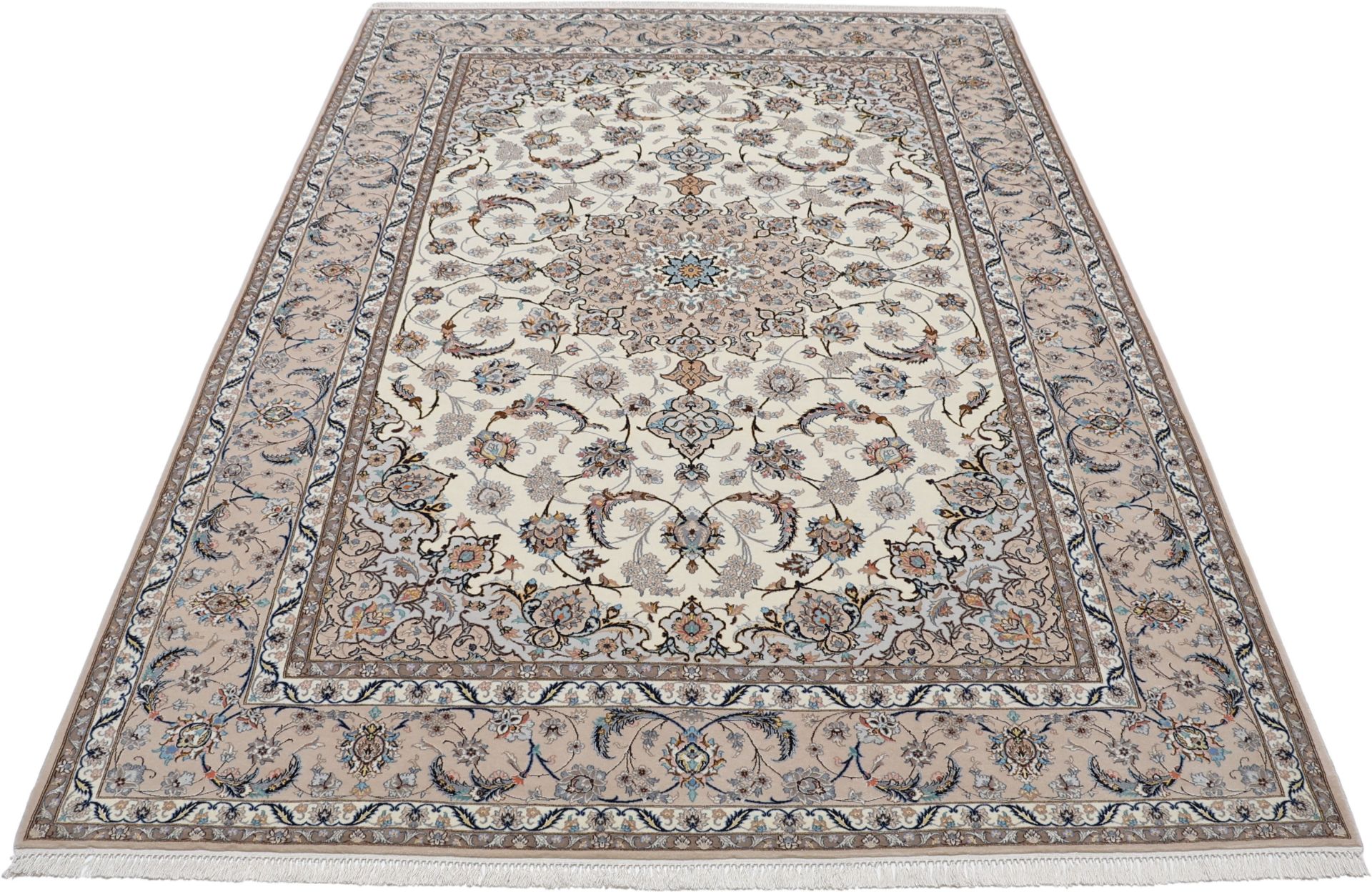 Isfahan Perserteppich 210 × 302 cm aus Wolle & Seide, handgeknüpft