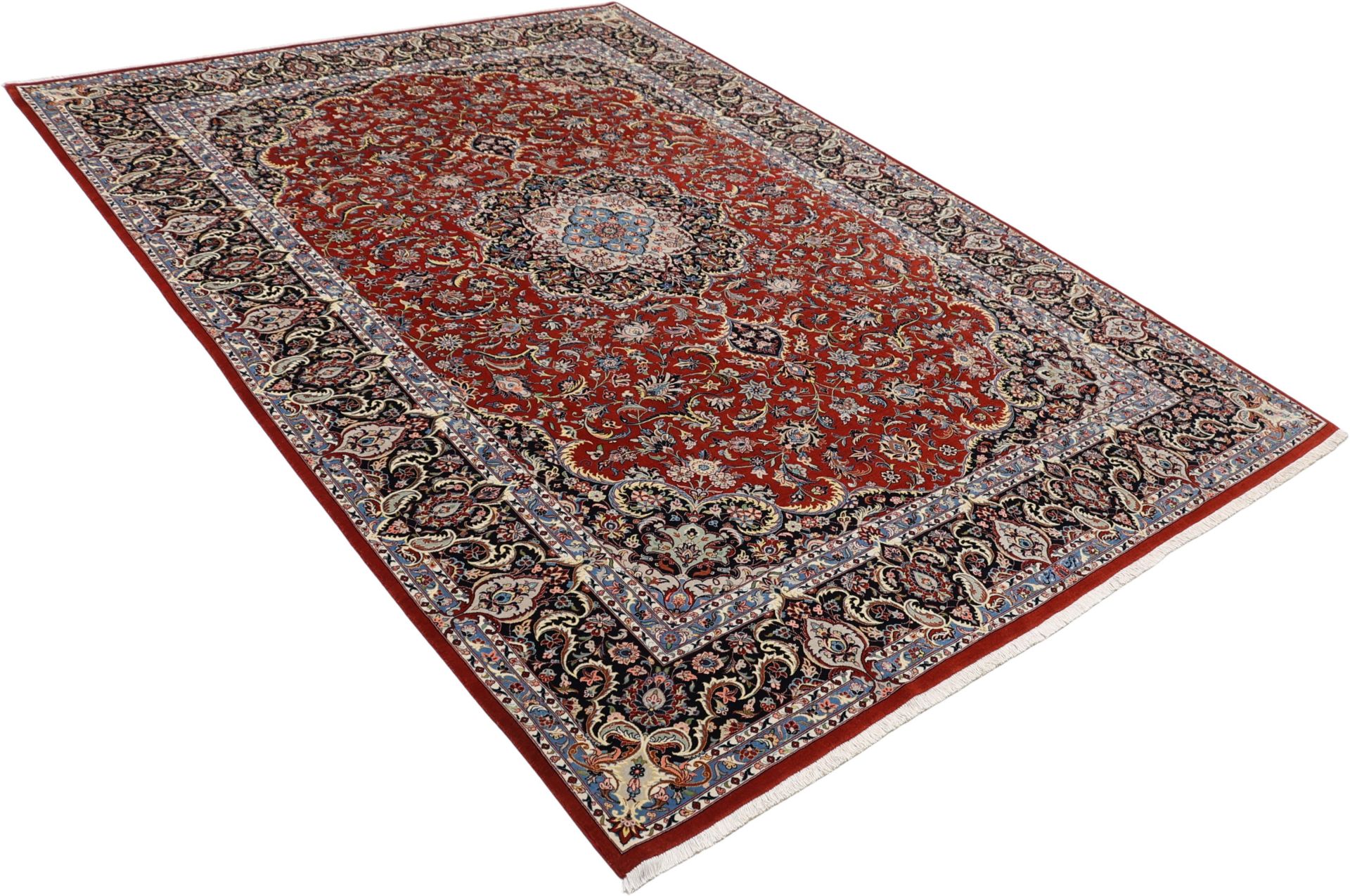 Handgeknüpfter Isfahan Perserteppich, 210 × 296 cm, Wolle & Seide
