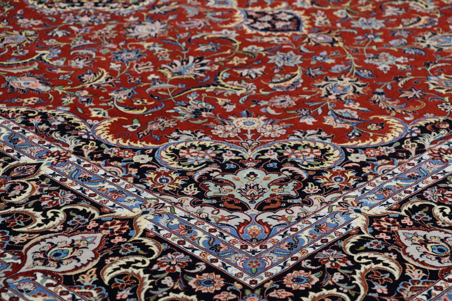 Handgeknüpfter Isfahan Perserteppich, 210 × 296 cm, Wolle & Seide