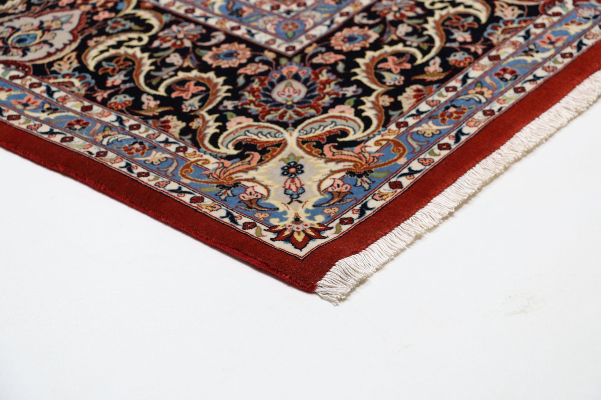 Handgeknüpfter Isfahan Perserteppich, 210 × 296 cm, Wolle & Seide