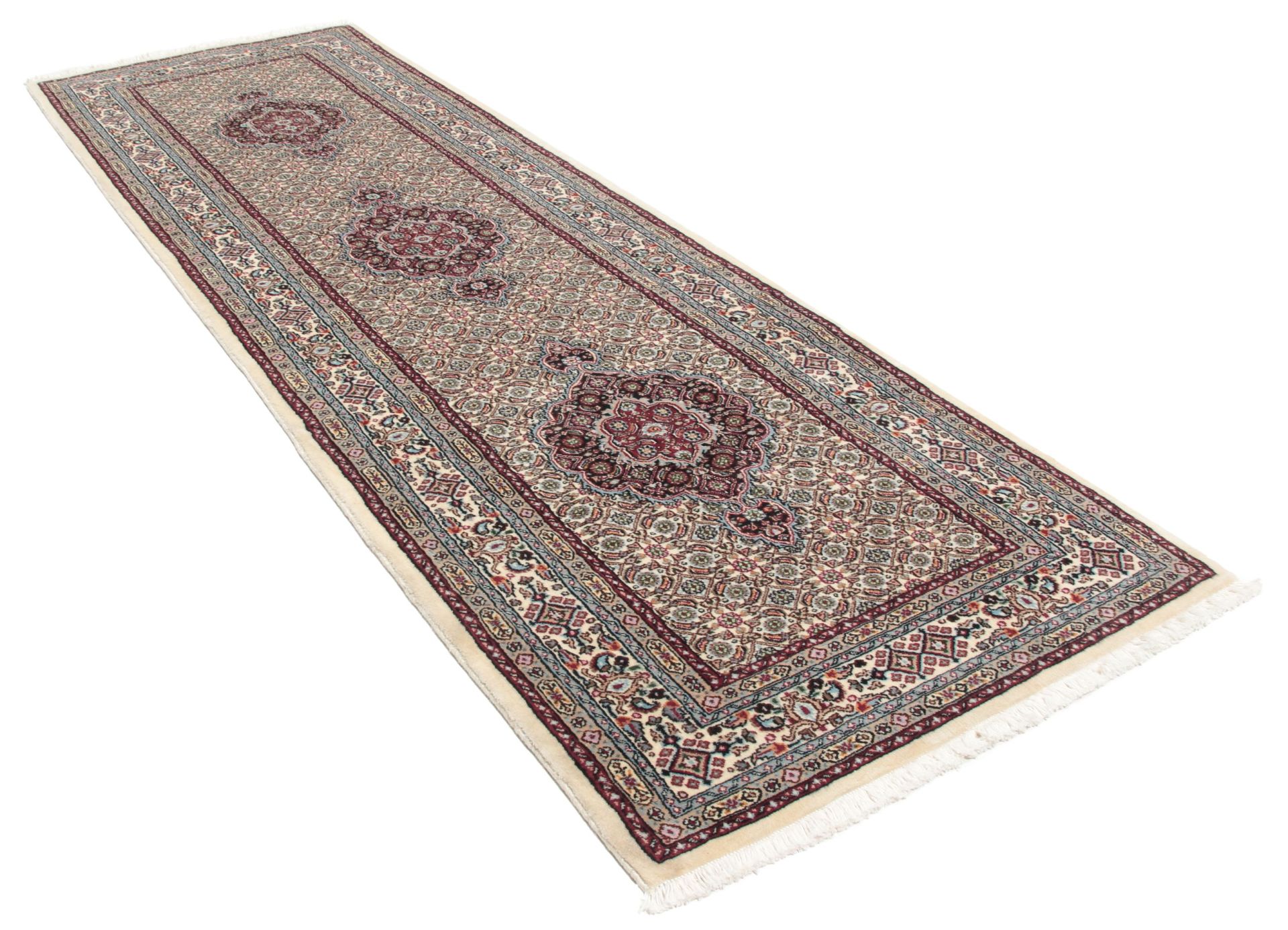 Handgeknüpfter Moud Perserteppich, 80 × 264 cm, Wolle