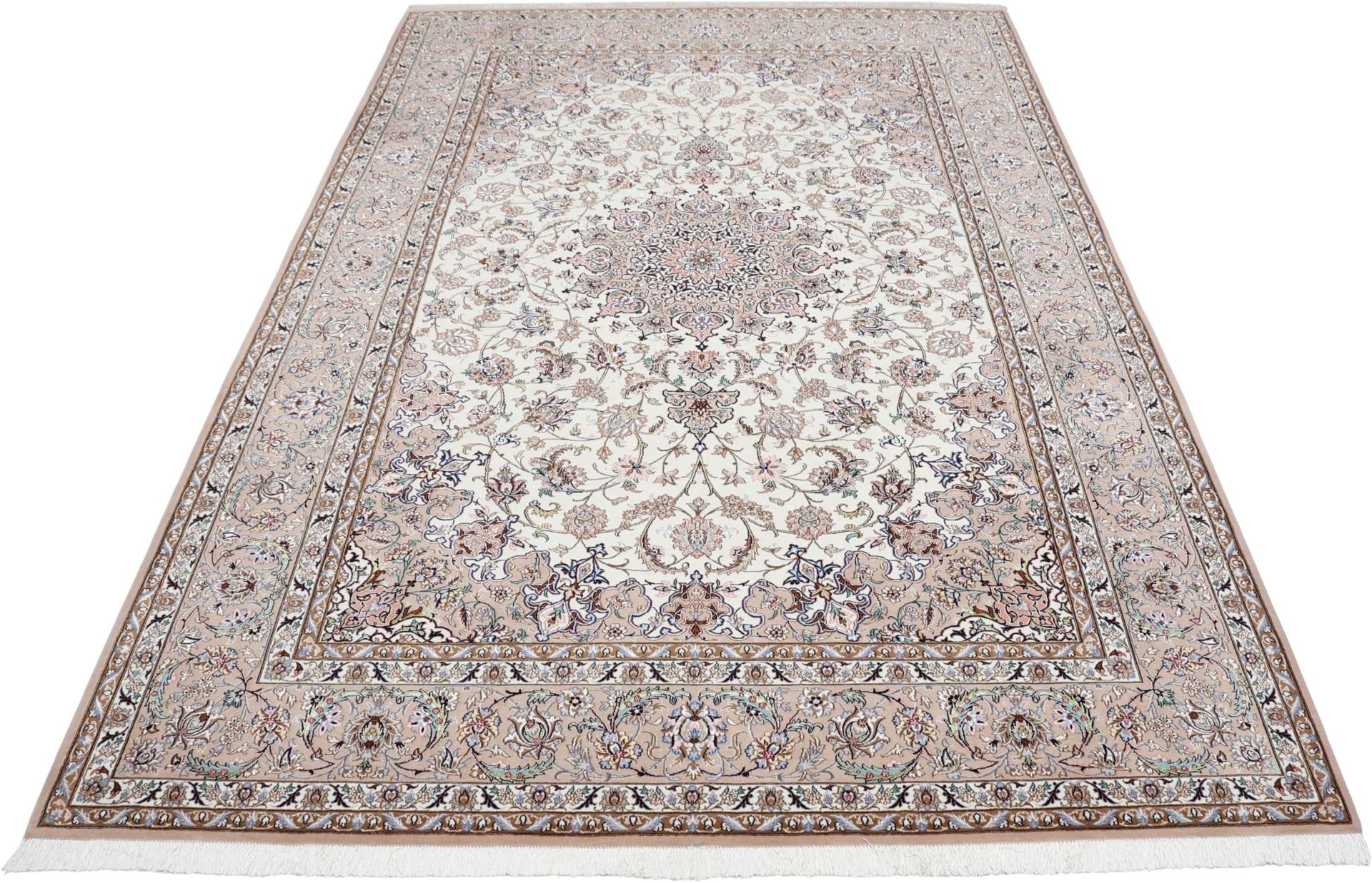 Isfahan Perserteppich 210 × 315 cm aus Wolle & Seide, handgeknüpft