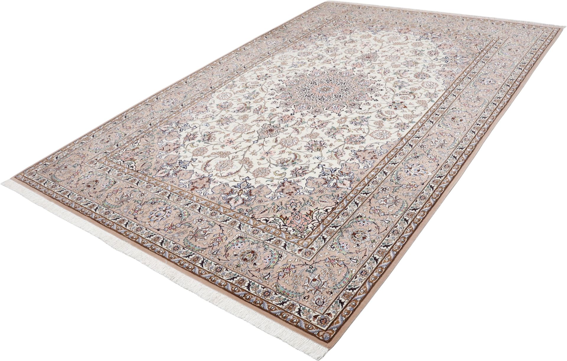 Isfahan Perserteppich 210 × 315 cm aus Wolle & Seide, handgeknüpft