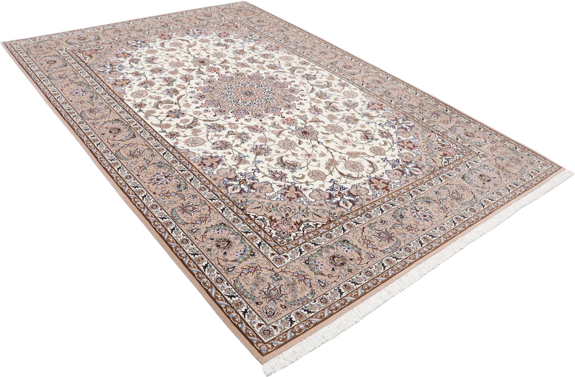 Isfahan Perserteppich 210 × 315 cm aus Wolle & Seide, handgeknüpft