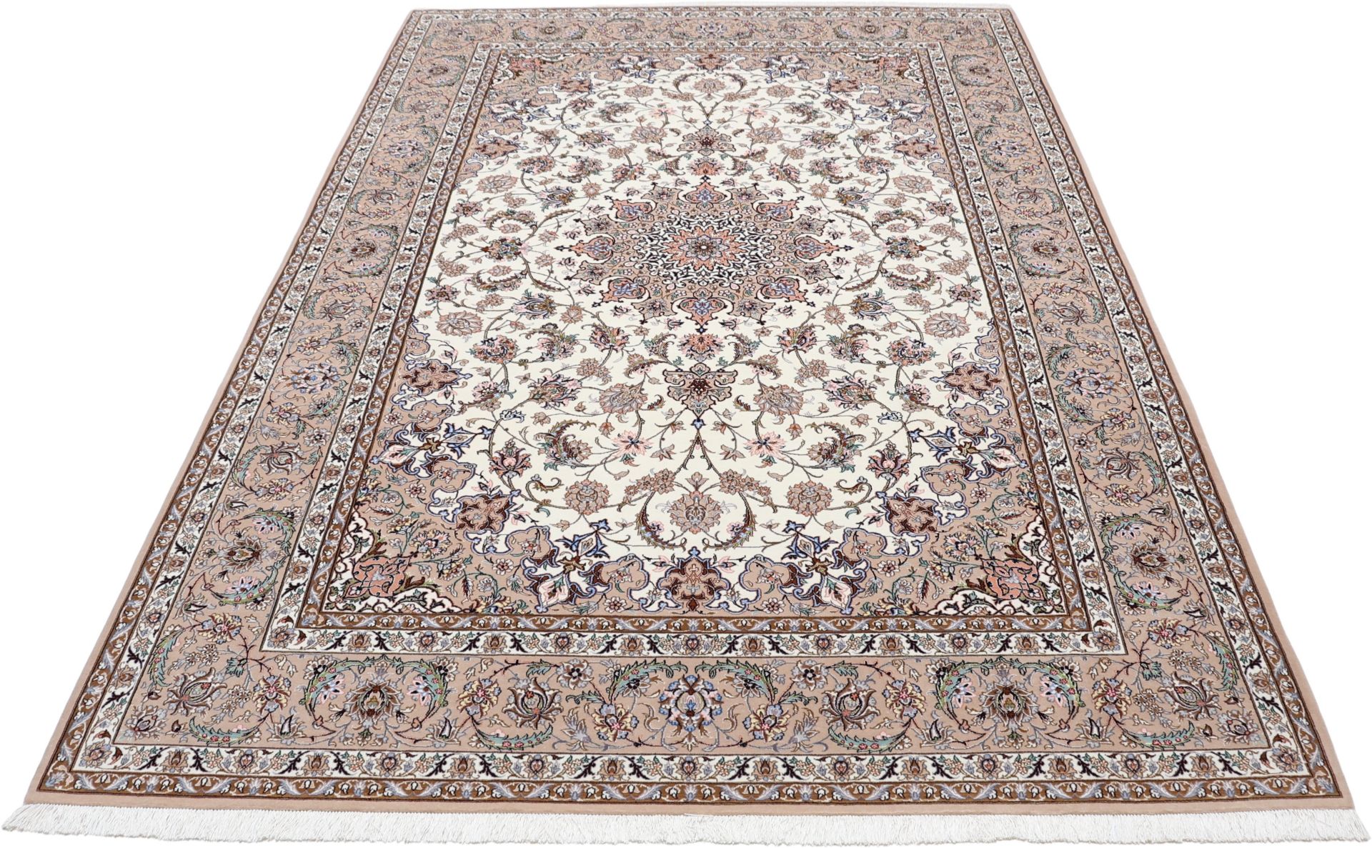 Isfahan Perserteppich 210 × 315 cm aus Wolle & Seide, handgeknüpft