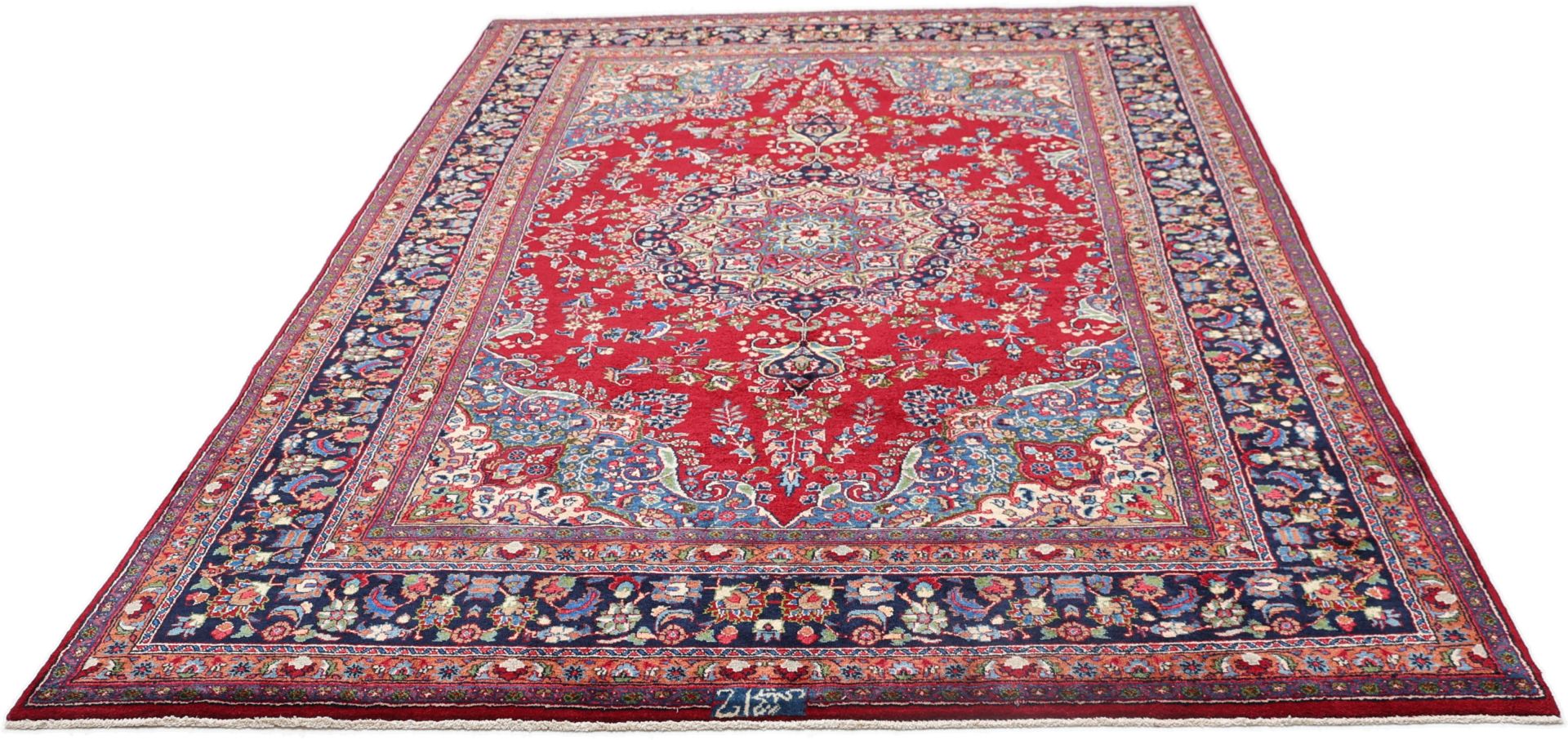 perserteppich-mashad-195-x-300-cm-schurwolle-handgeknupft-floral-5 Handgeknüpfter Mashhad Perserteppich 195 × 300 cm