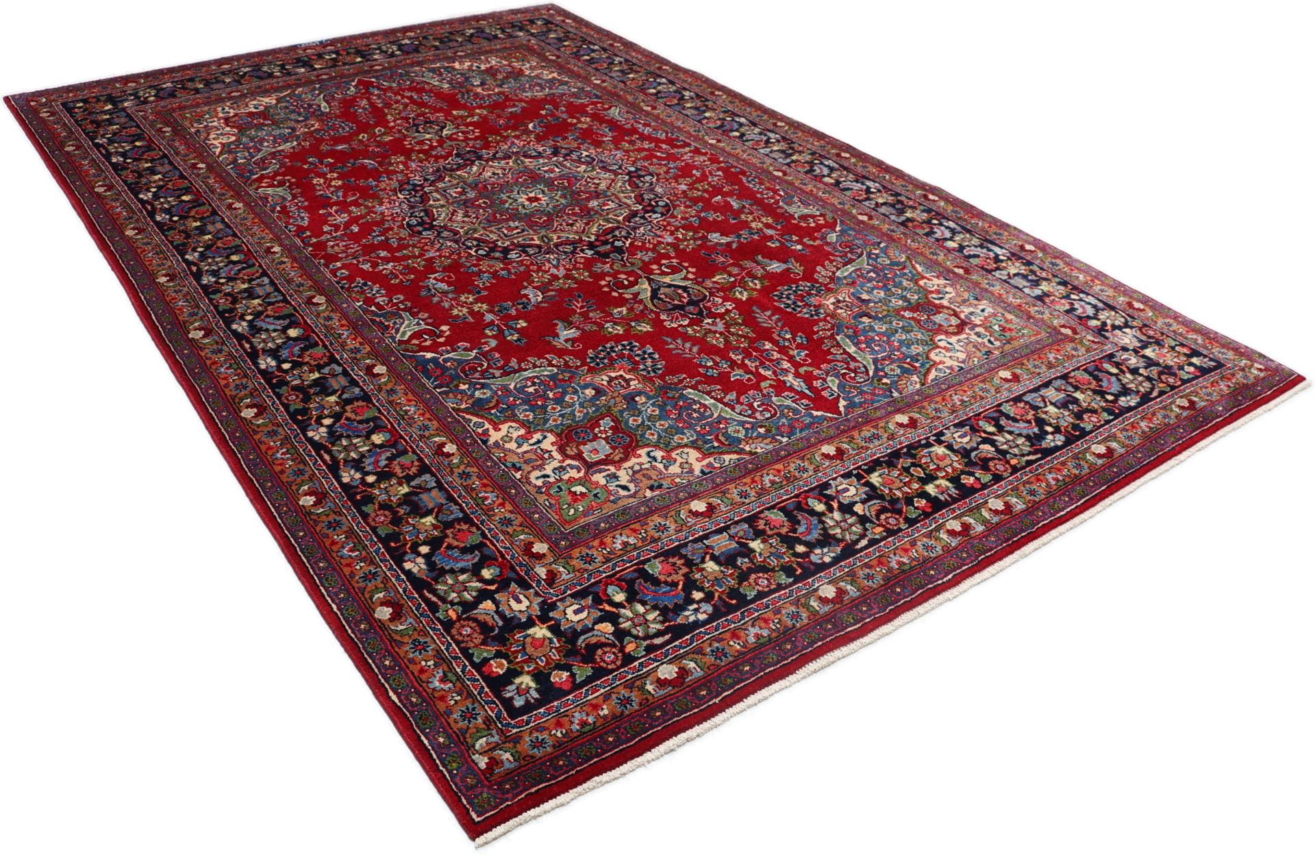 perserteppich-mashad-195-x-300-cm-schurwolle-handgeknupft-floral-9 Handgeknüpfter Mashhad Perserteppich 195 × 300 cm