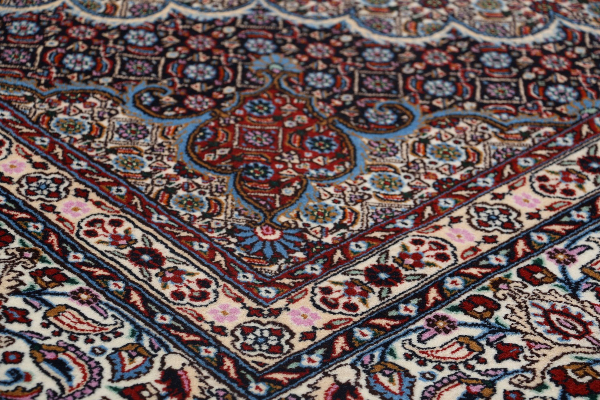 Handgeknüpfter Moud Perserteppich, 205 × 312 cm, Wolle