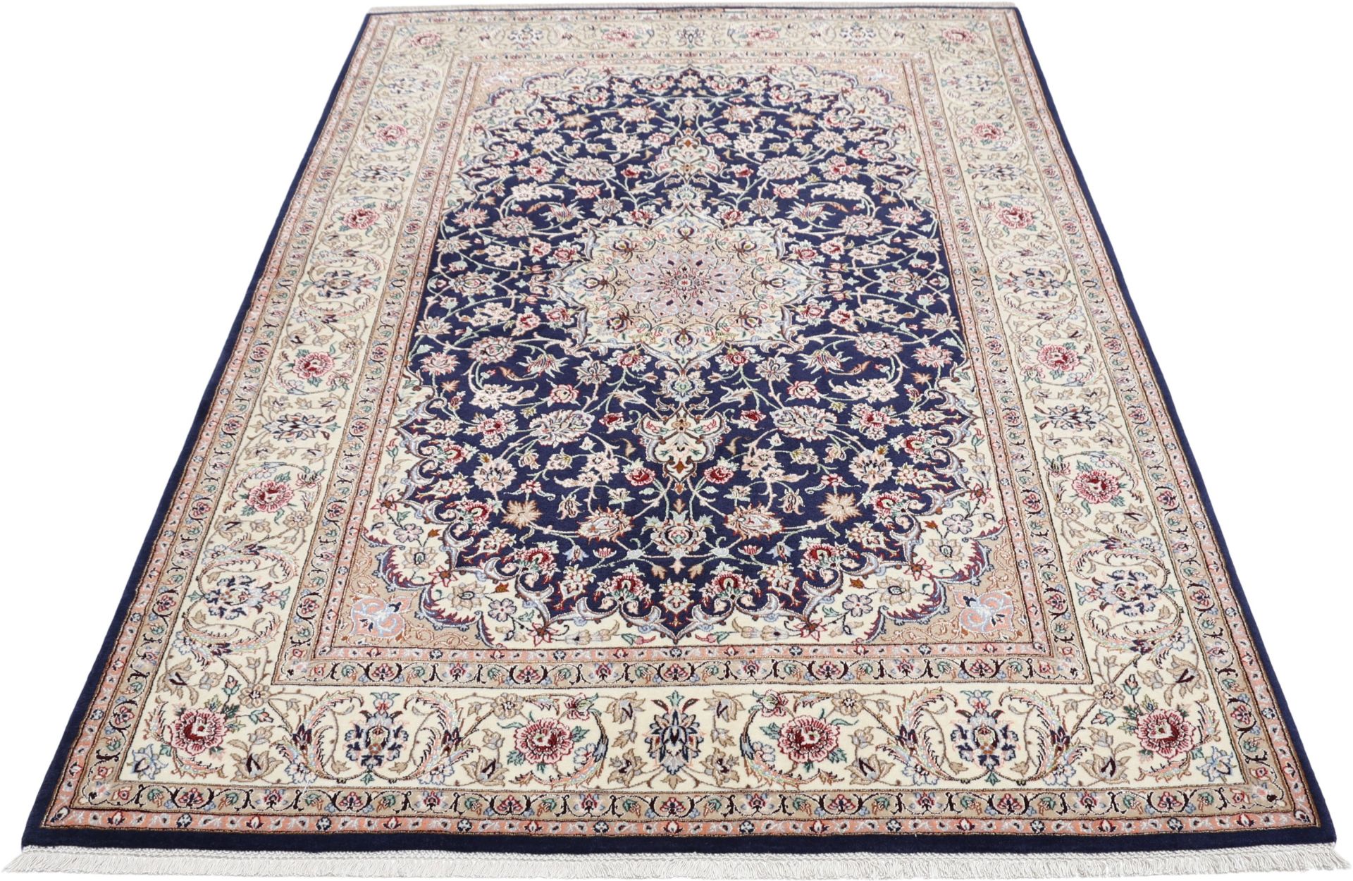 Handgeknüpfter Isfahan Perserteppich, 157 × 230 cm, Wolle & Seide