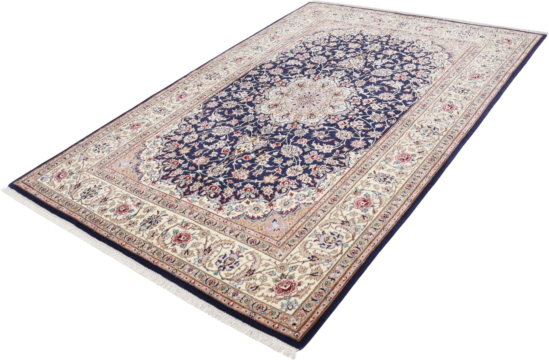 Handgeknüpfter Isfahan Perserteppich, 157 × 230 cm, Wolle & Seide