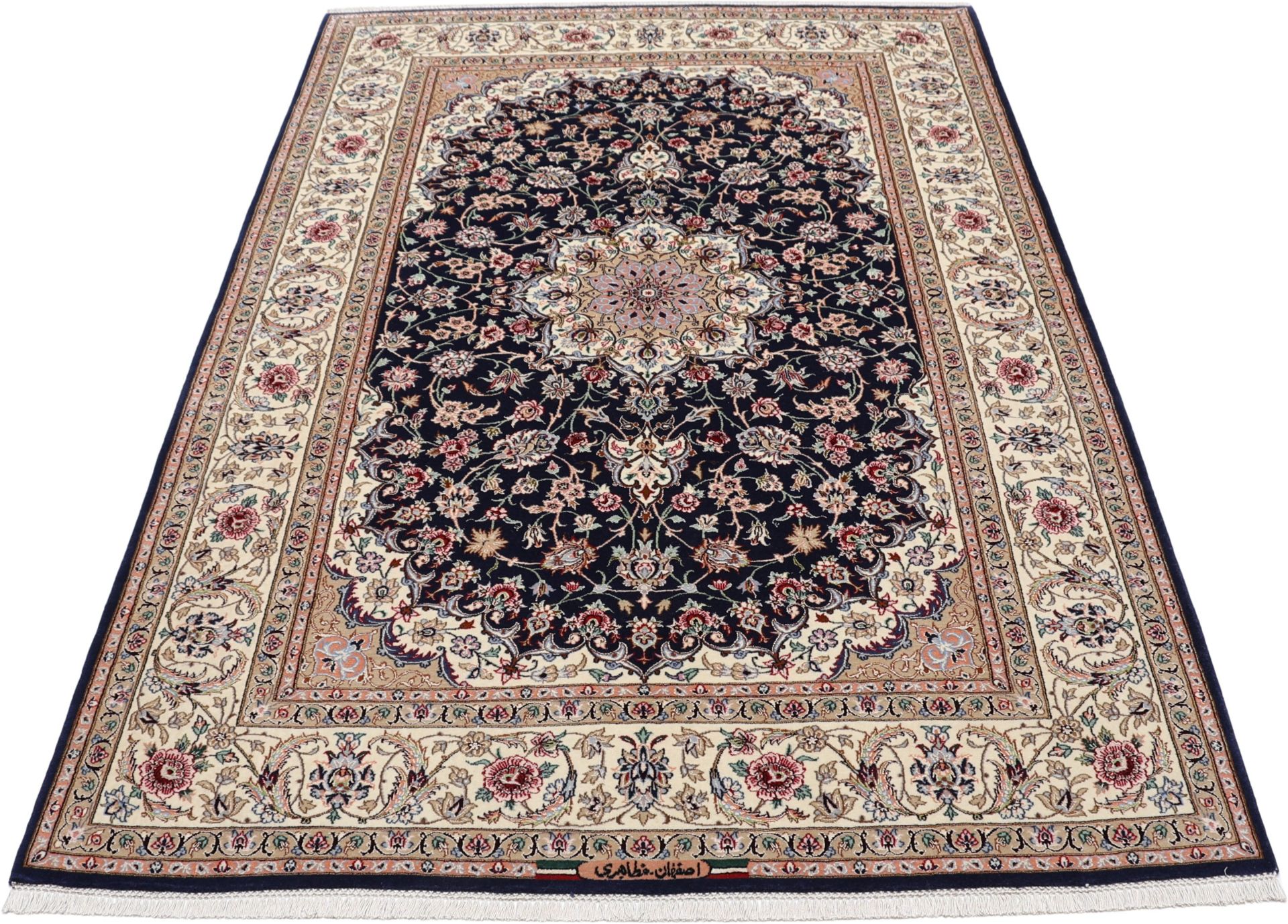 Handgeknüpfter Isfahan Perserteppich, 157 × 230 cm, Wolle & Seide