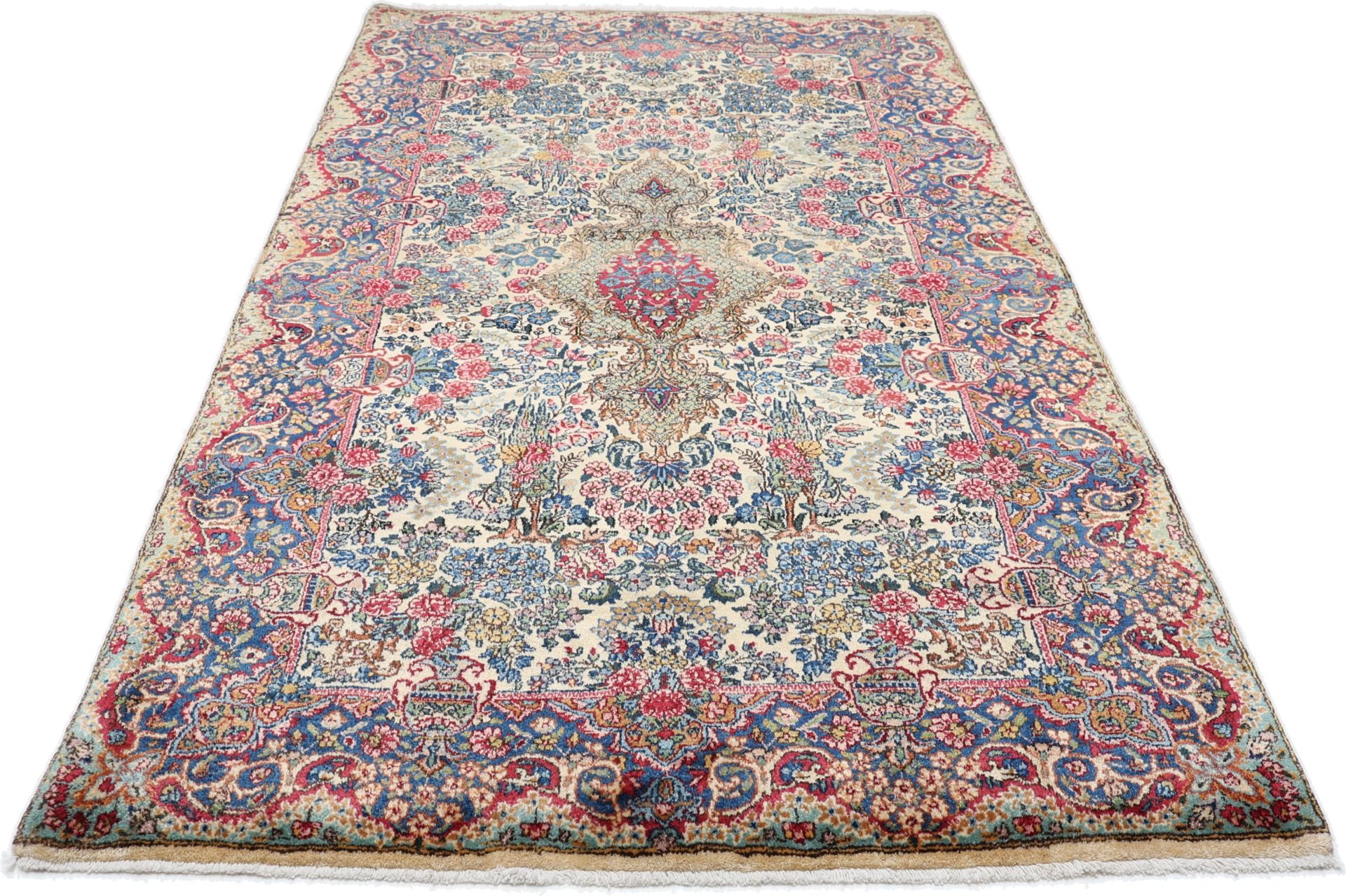 perserteppich-kirman-125-x-212-cm-schurwolle-handgeknupft-antik-1 Kerman Perserteppich antik, 125 × 212 cm, Wolle