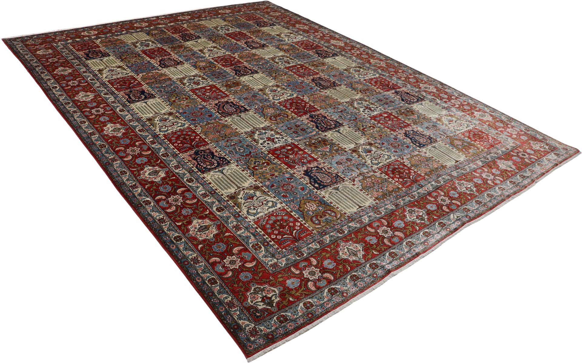 perserteppich-ghom-327-x-418-cm-schurwolle-handgeknupft-antik-2 Ghom Perserteppich 327 × 418 cm aus Wolle, handgeknüpft