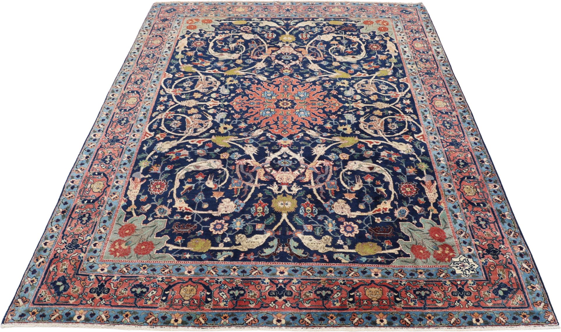 Täbriz Perserteppich antik, 203 × 263 cm, Wolle & Seide