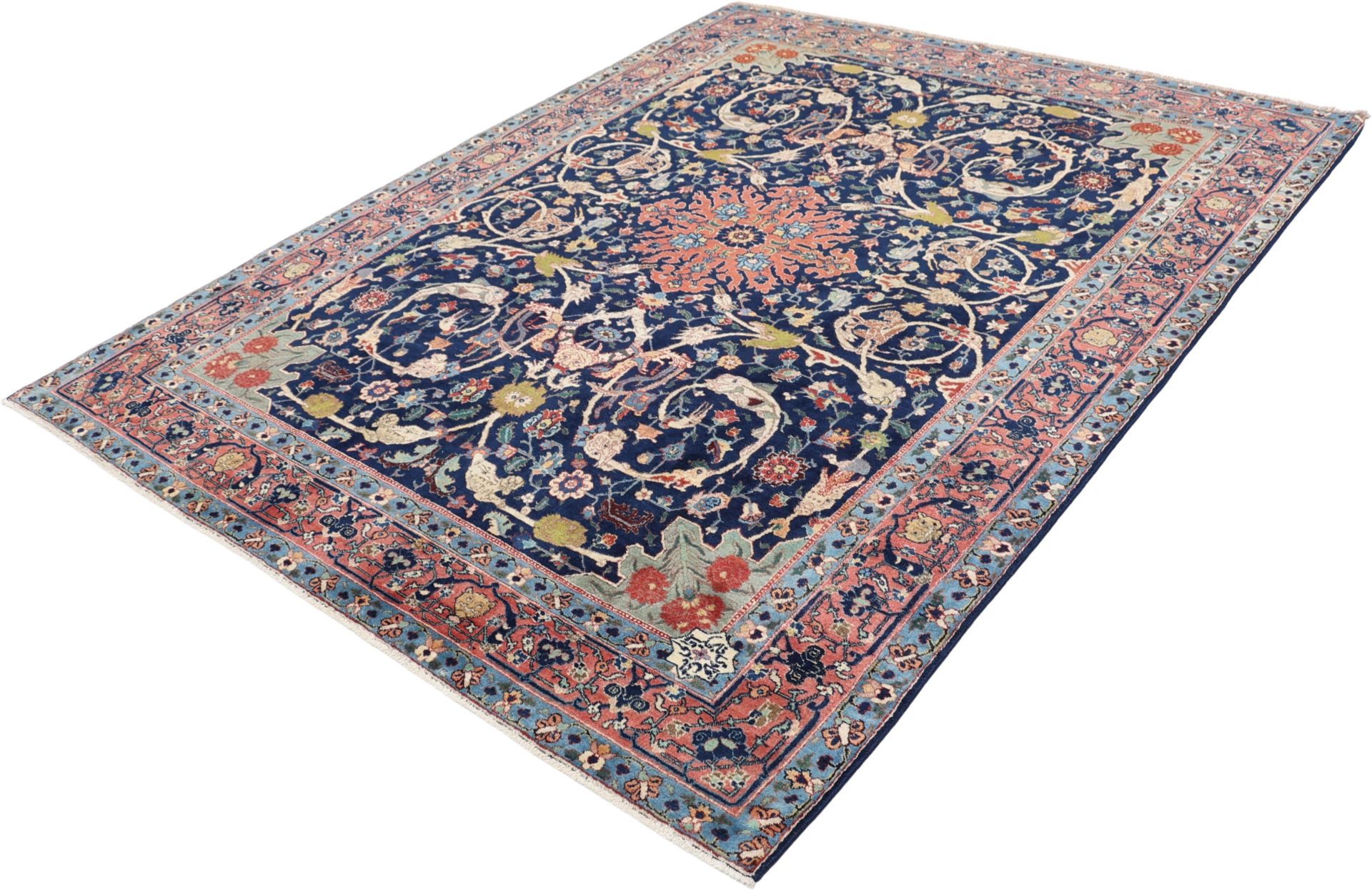 Täbriz Perserteppich antik, 203 × 263 cm, Wolle & Seide
