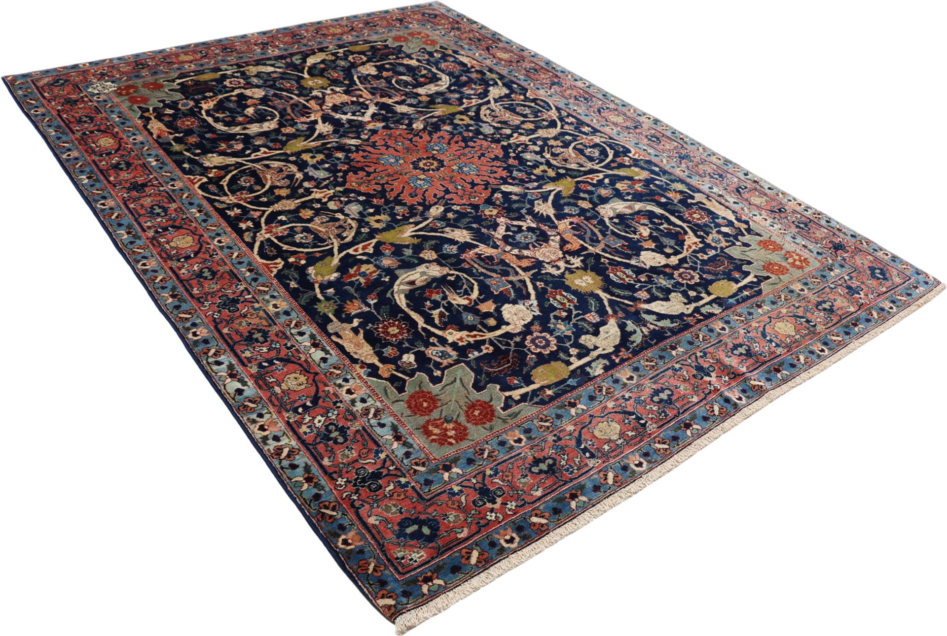 Täbriz Perserteppich antik, 203 × 263 cm, Wolle & Seide