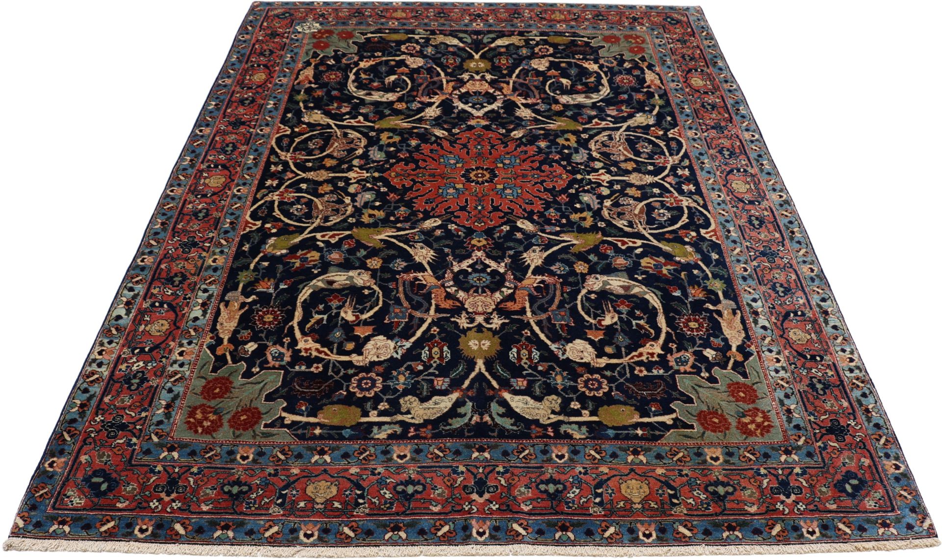 Täbriz Perserteppich antik, 203 × 263 cm, Wolle & Seide