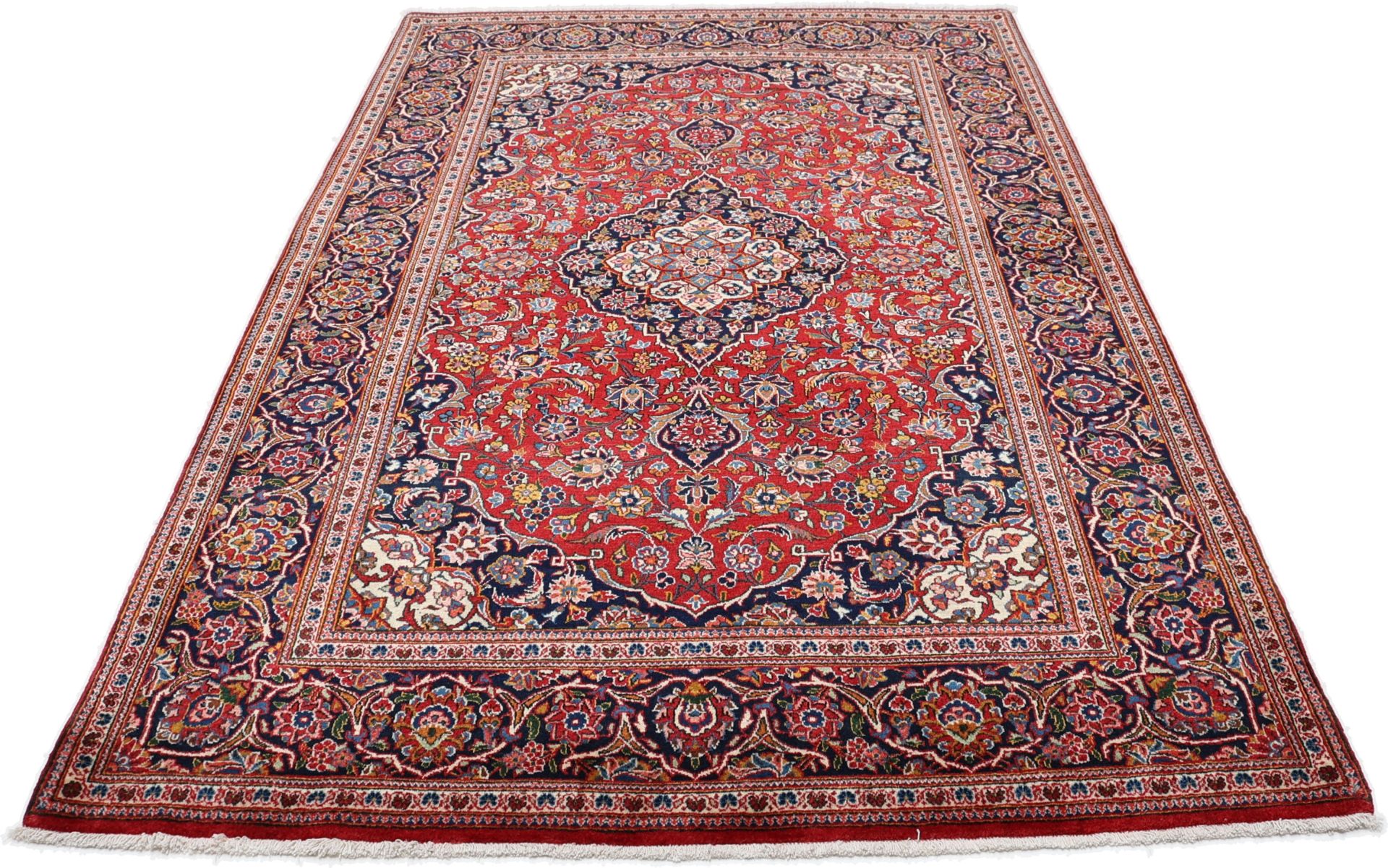 Kashan Perserteppich 140 × 220 cm aus Wolle, handgeknüpft