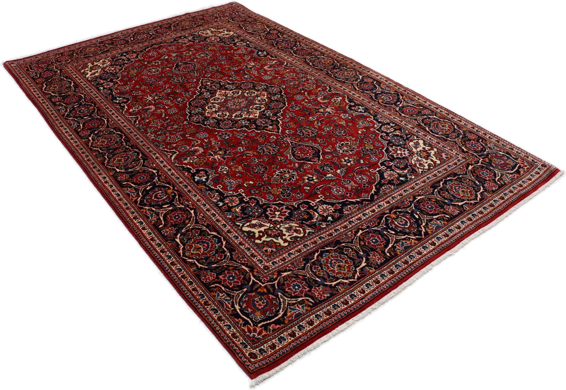 Kashan Perserteppich 140 × 220 cm aus Wolle, handgeknüpft