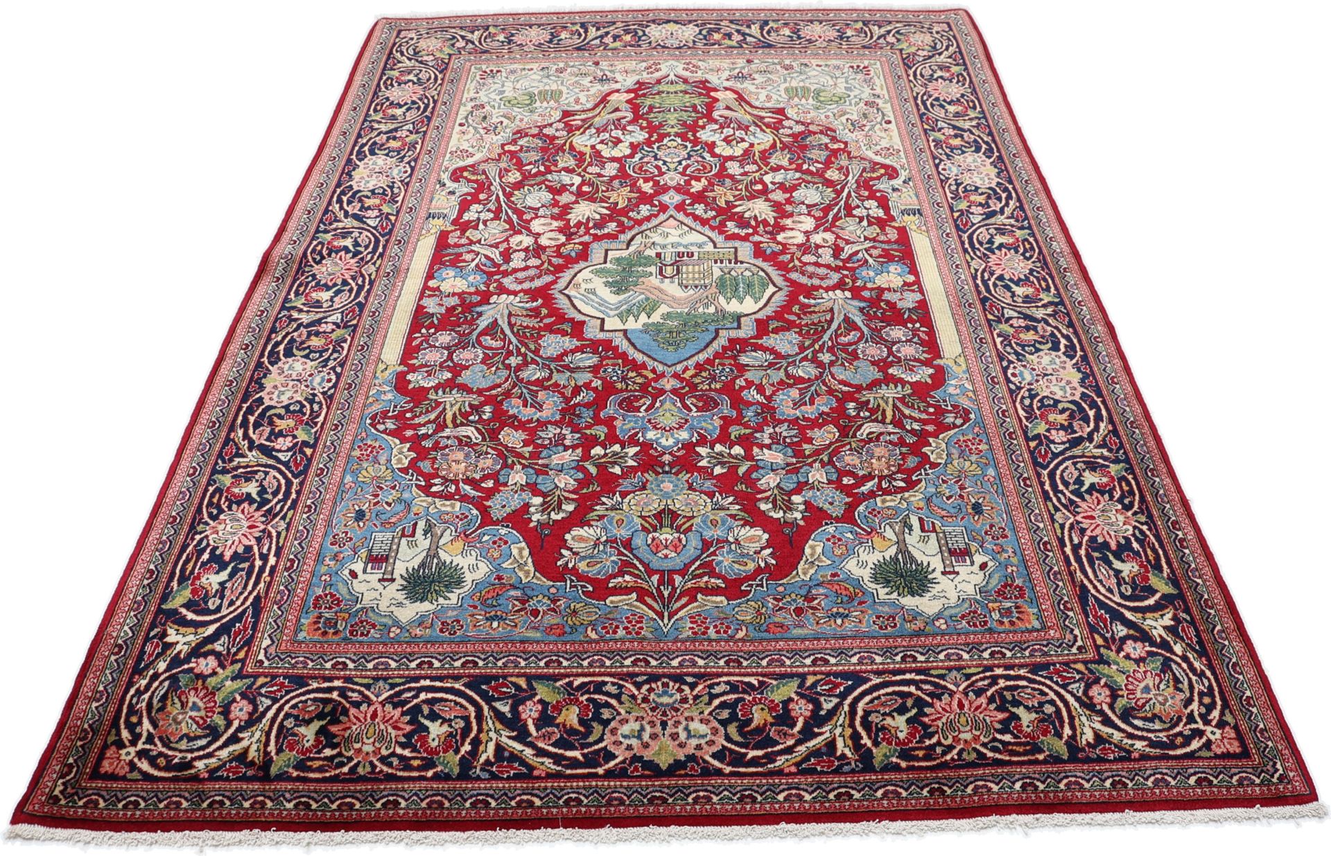 Kashan Perserteppich 130 × 205 cm aus Wolle, handgeknüpft