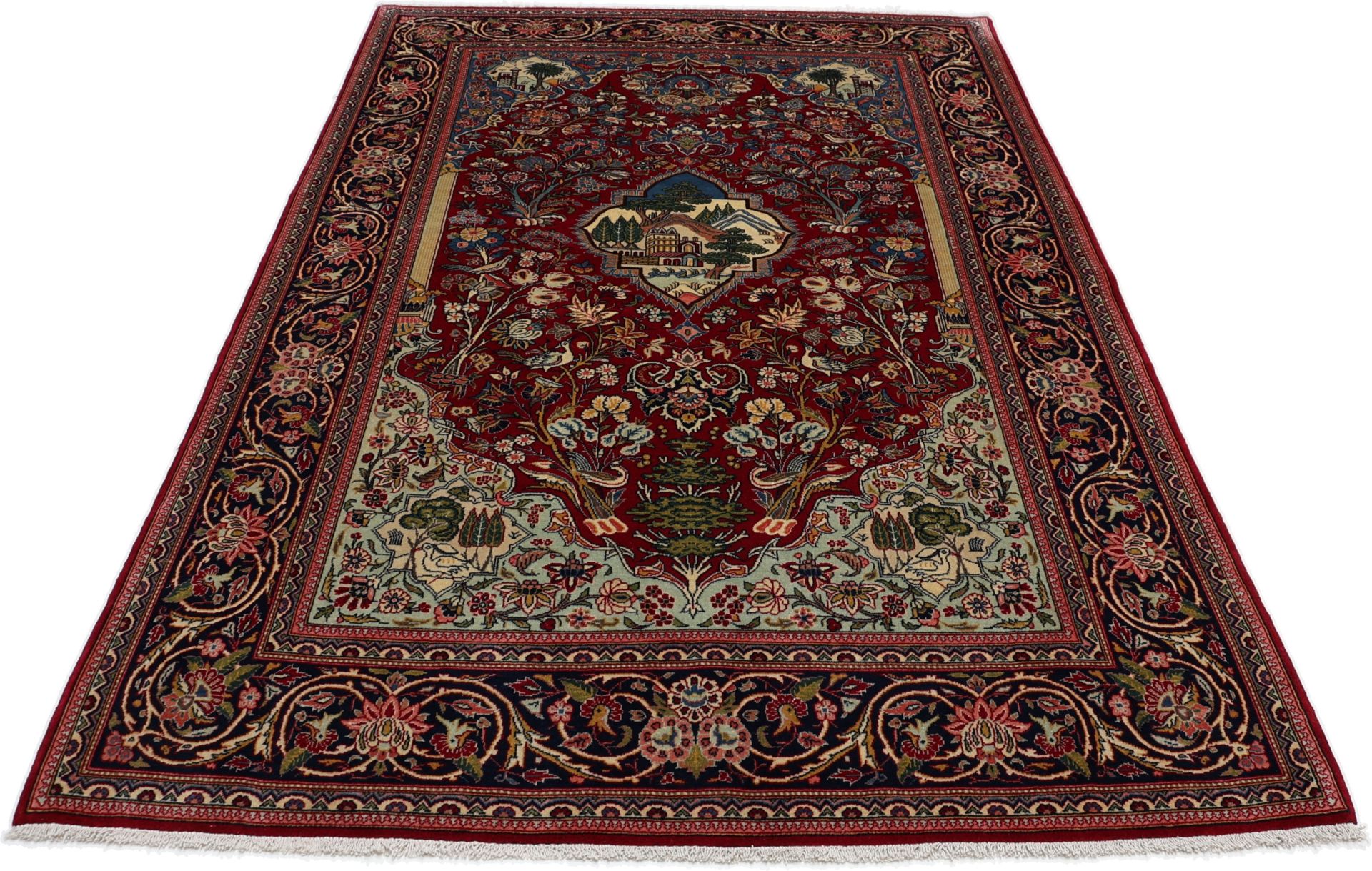 Kashan Perserteppich 130 × 205 cm aus Wolle, handgeknüpft