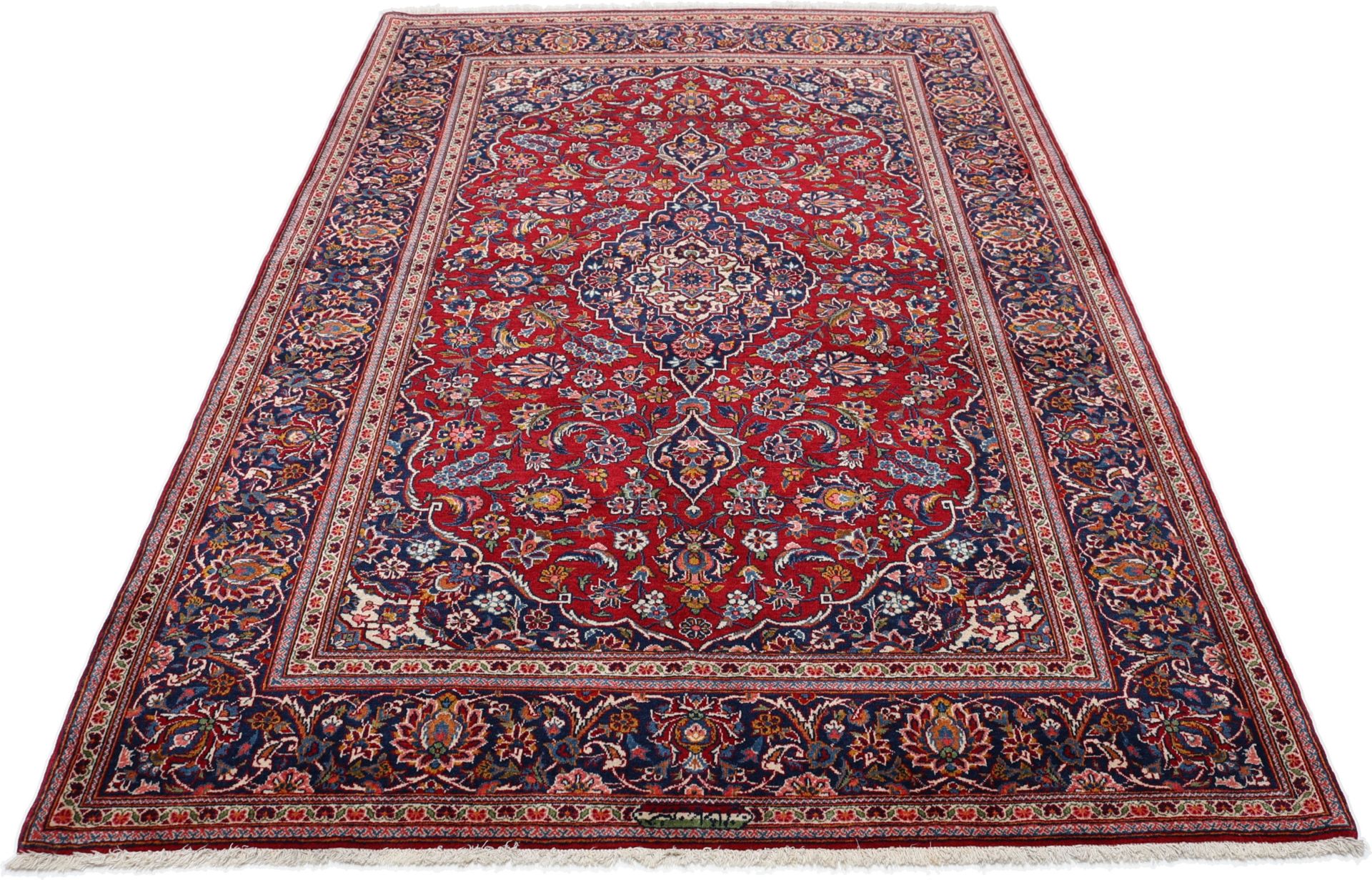 Kashan Perserteppich 140 × 213 cm aus Wolle, handgeknüpft