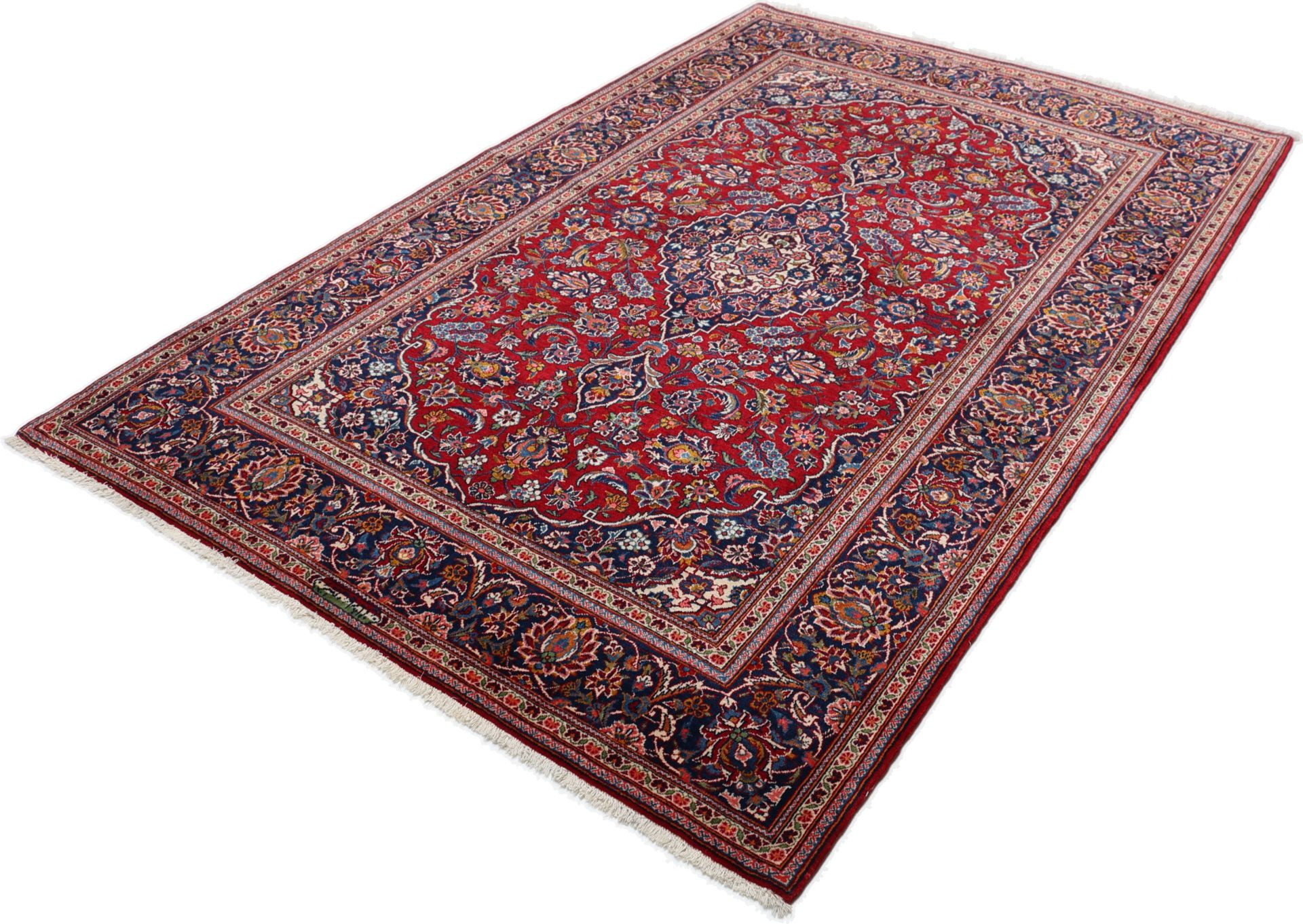 Kashan Perserteppich 140 × 213 cm aus Wolle, handgeknüpft
