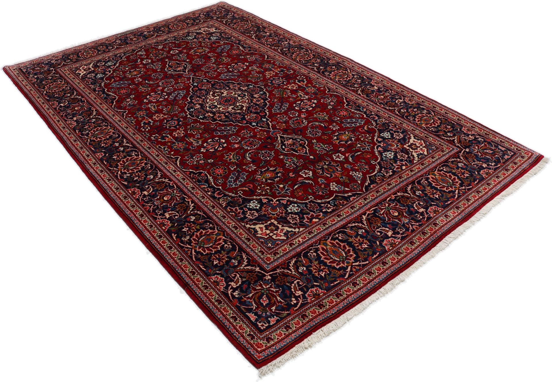 Kashan Perserteppich 140 × 213 cm aus Wolle, handgeknüpft