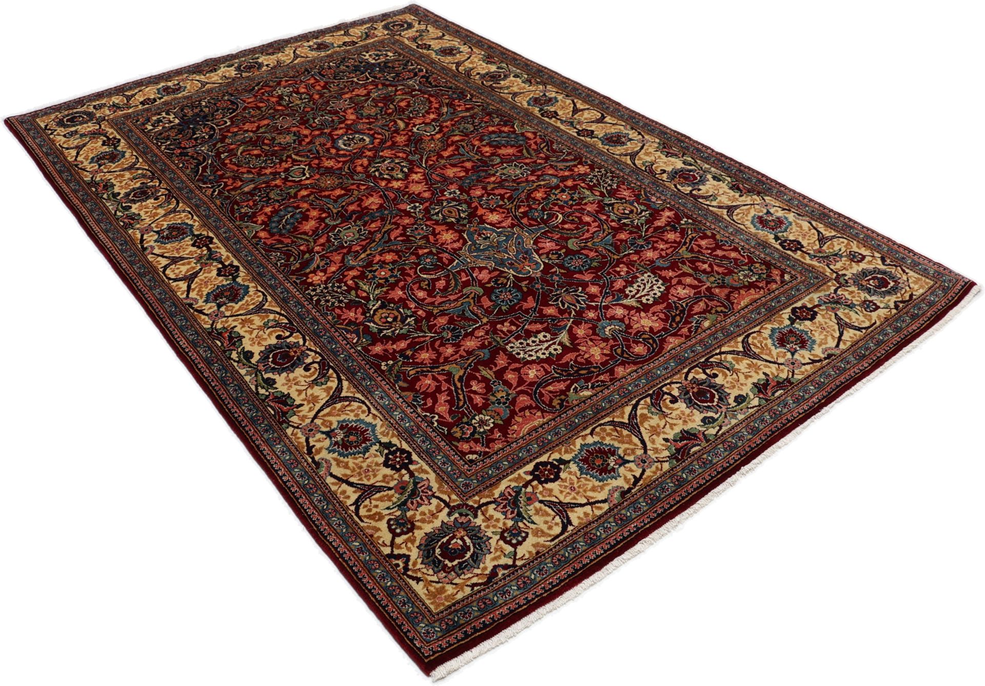 Kashan Perserteppich antik, 137 × 218 cm, Wolle