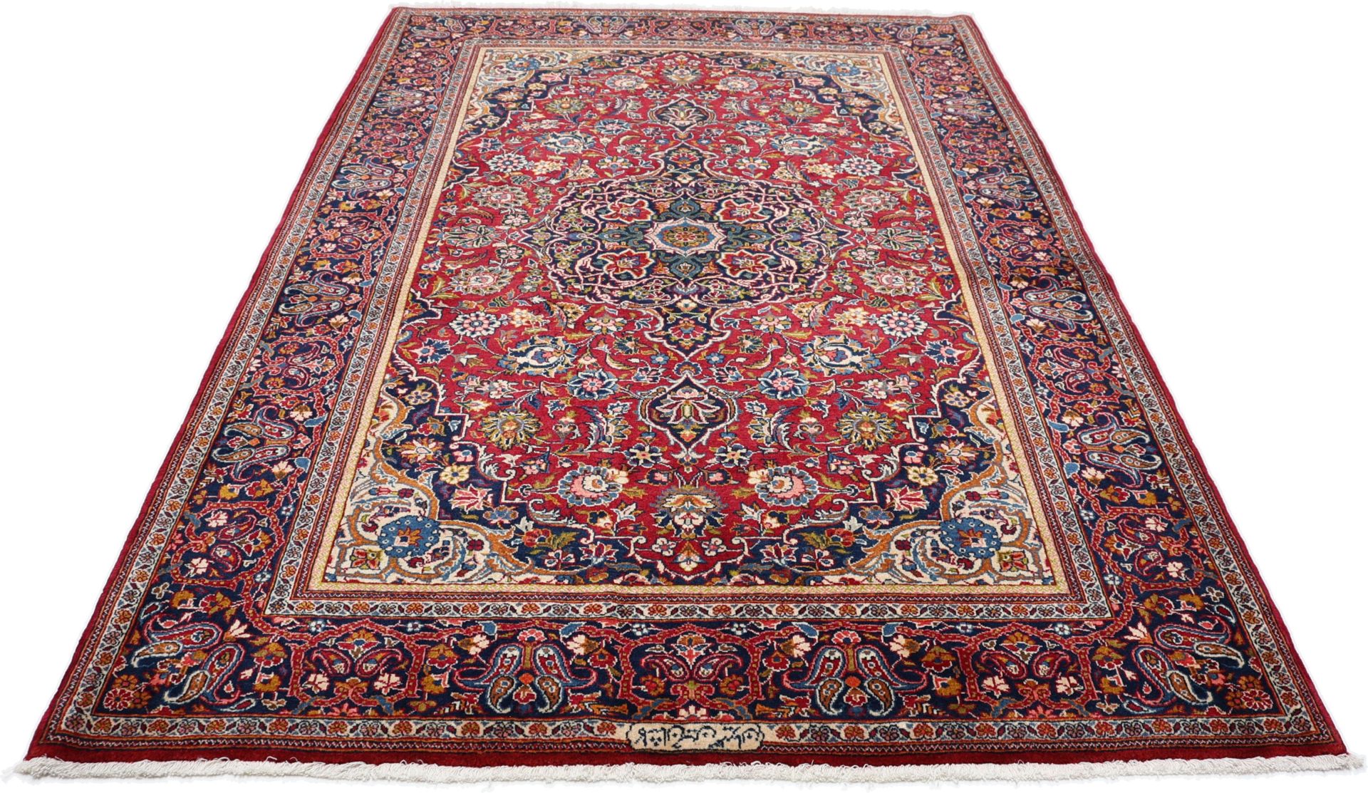 Kashan Perserteppich 142 × 211 cm aus Wolle, handgeknüpft