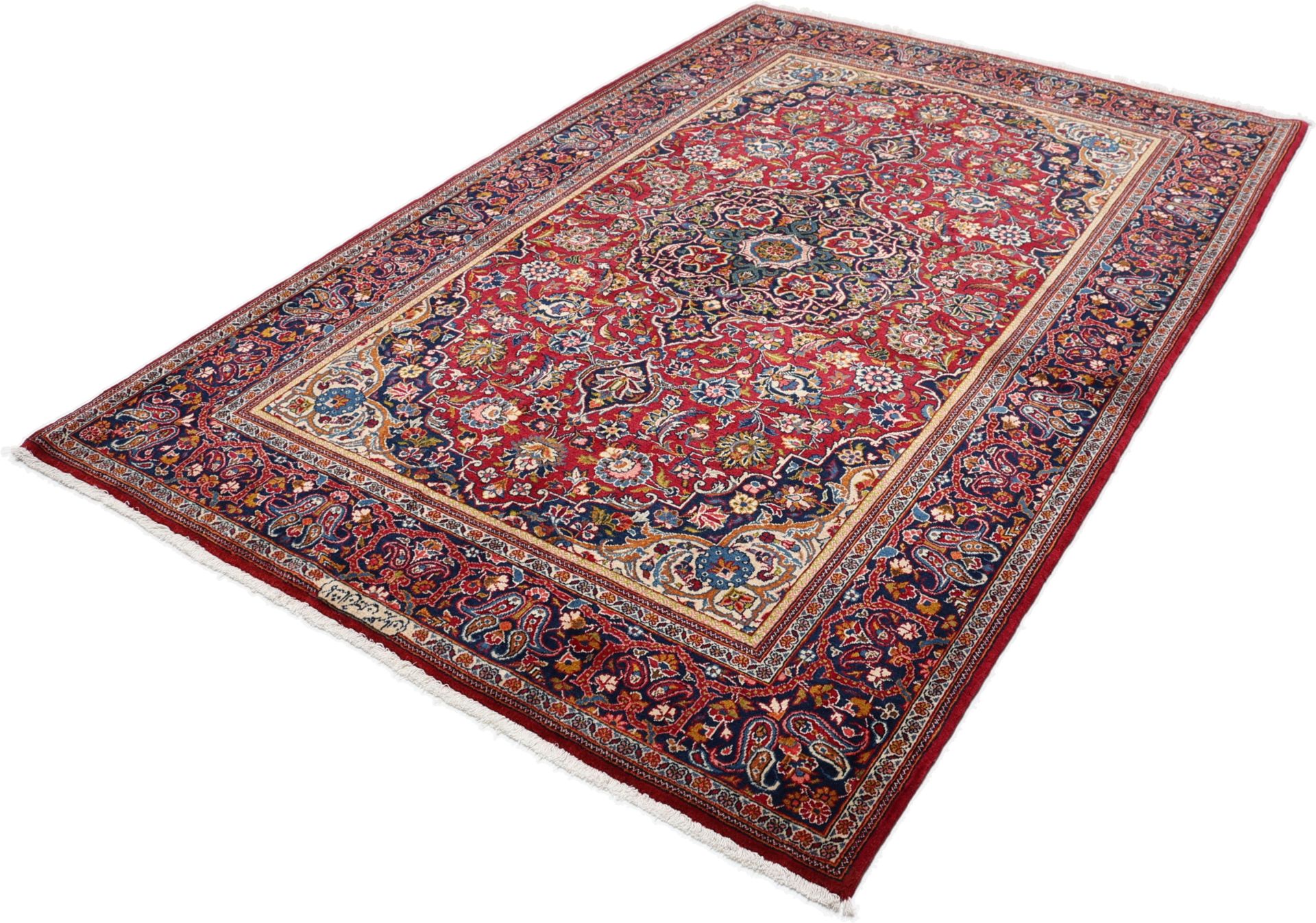 Kashan Perserteppich 142 × 211 cm aus Wolle, handgeknüpft