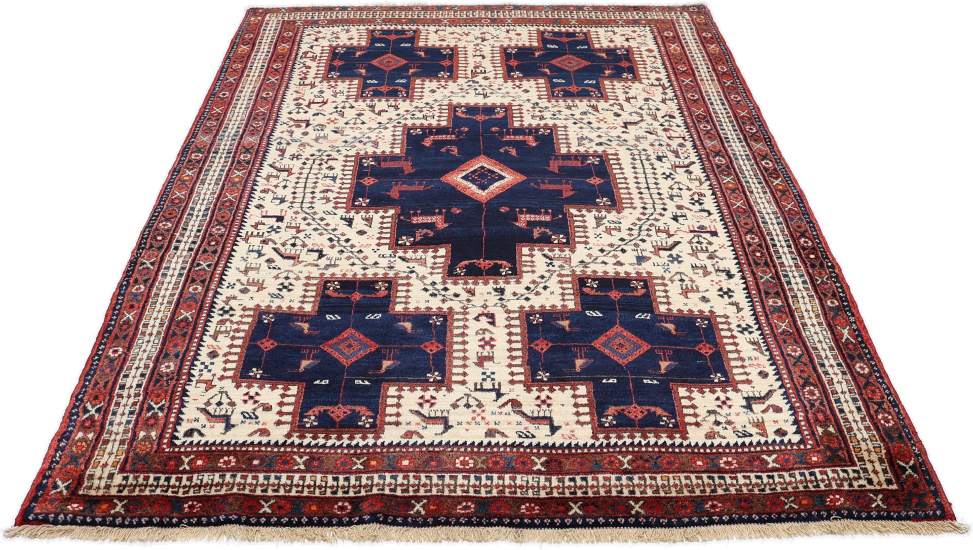 Antiker Afshar Perserteppich, 155 × 213 cm, Wolle