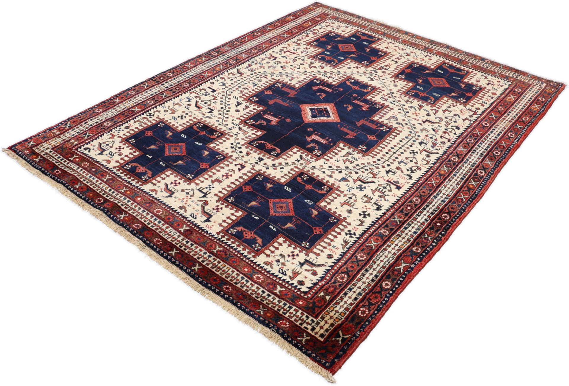 Antiker Afshar Perserteppich, 155 × 213 cm, Wolle