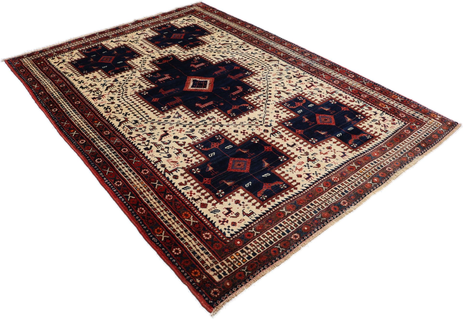 Antiker Afshar Perserteppich, 155 × 213 cm, Wolle