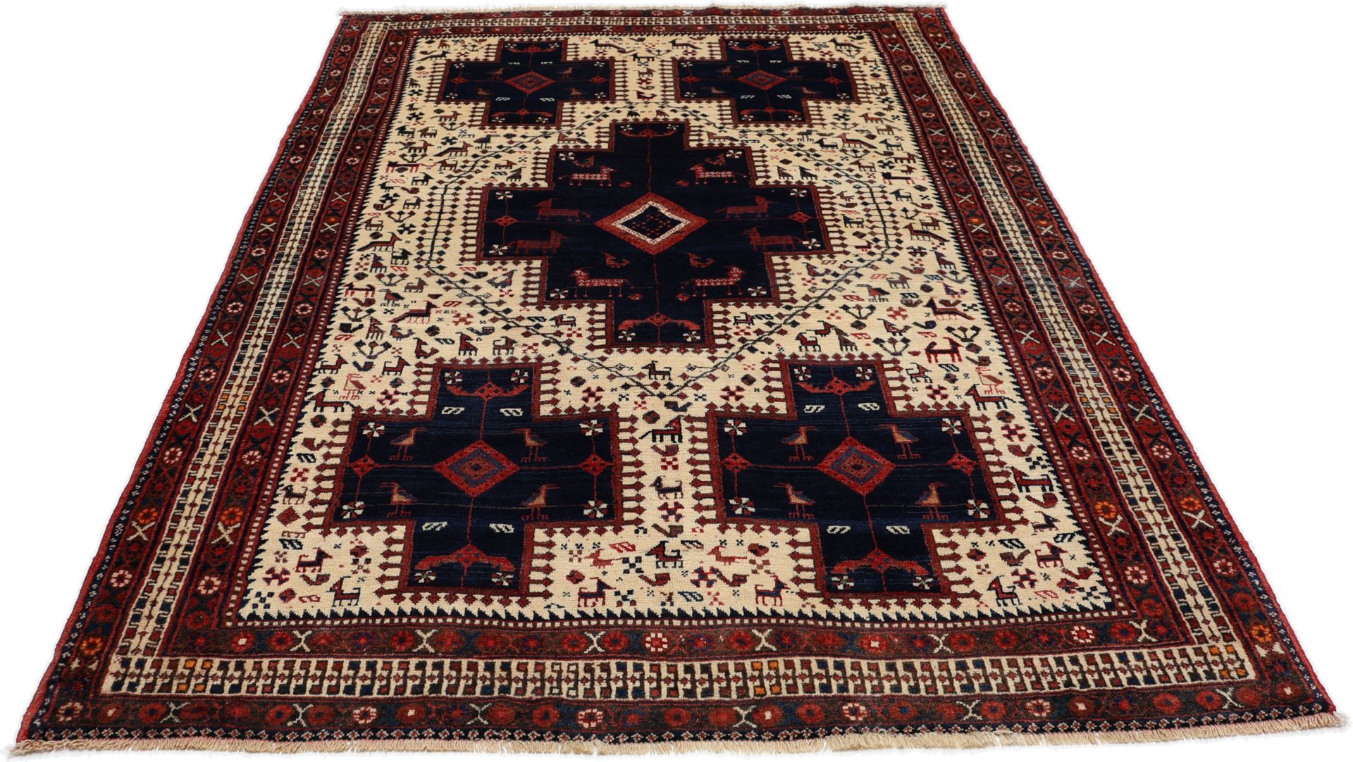 Antiker Afshar Perserteppich, 155 × 213 cm, Wolle