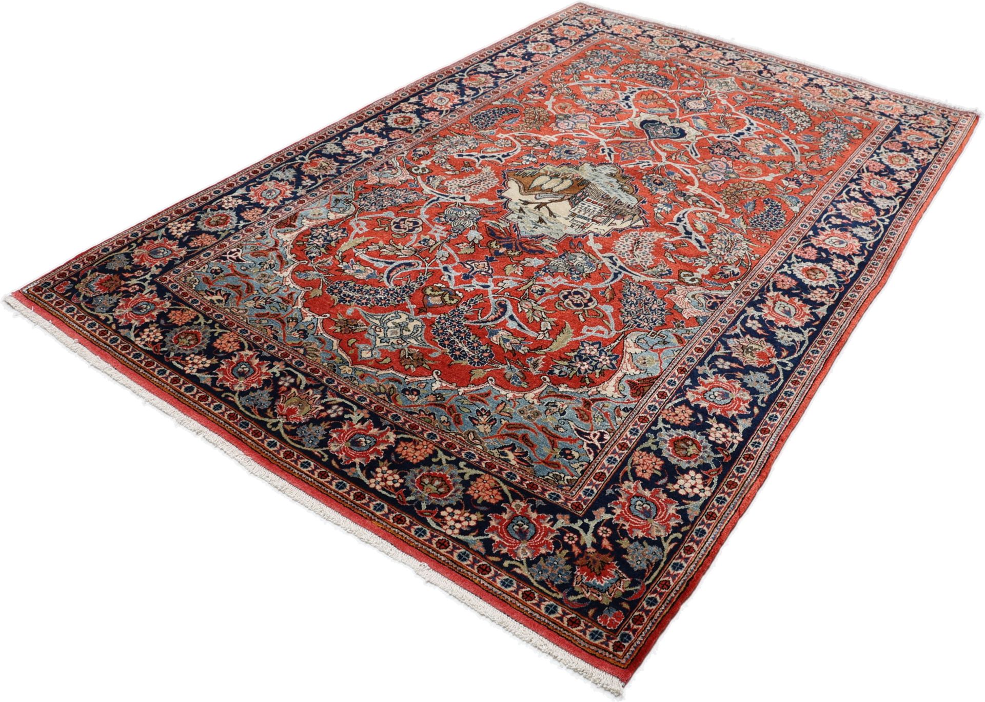 Kashan Perserteppich antik, 135 × 200 cm, Wolle