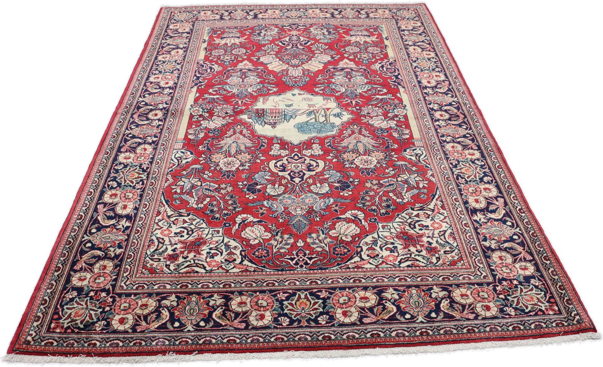 Antiker Kashan Perserteppich aus Iran, 135 × 205 cm